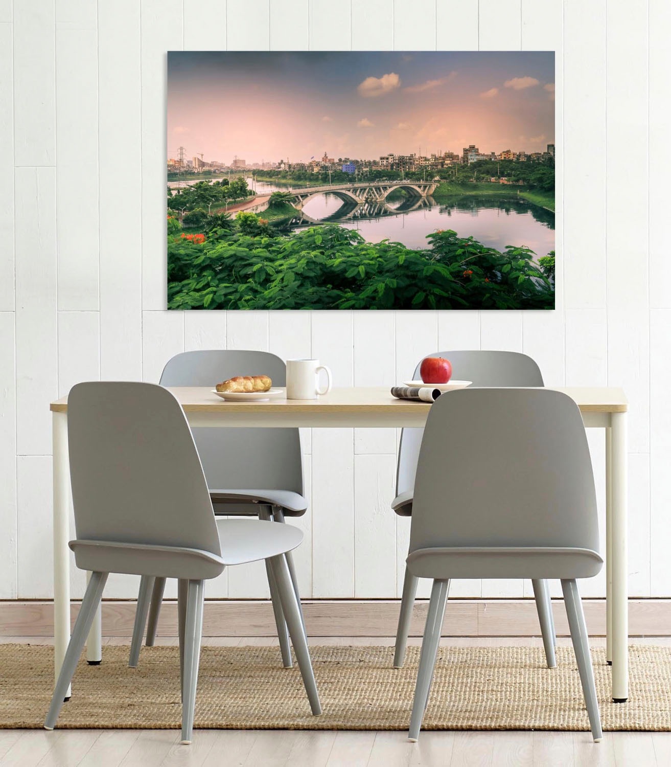 queence Acrylglasbild »Brücke«, Brücken-Pflanzen-Himmel, Fine Art-Print in Galeriequalität