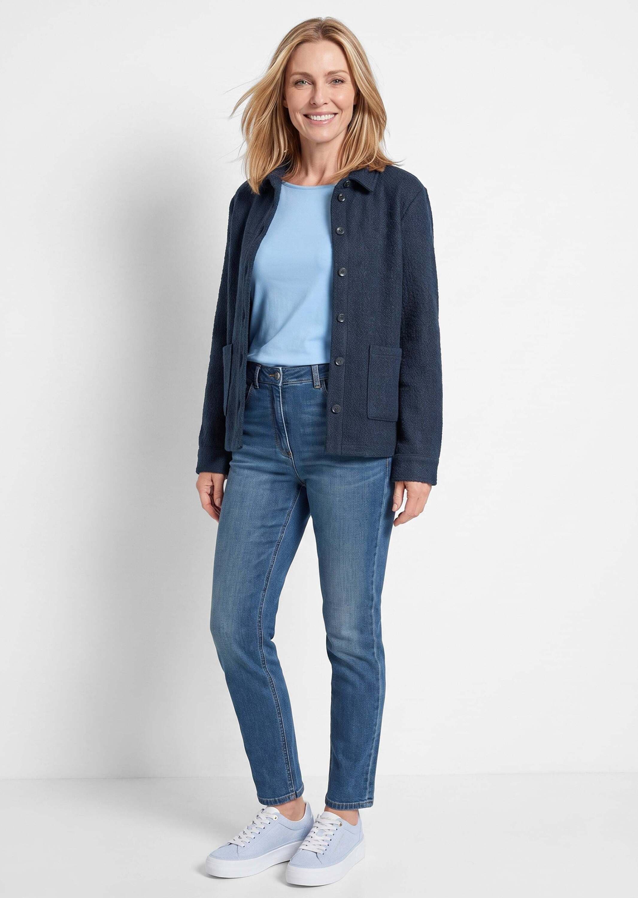 GOLDNER Jackenblazer »Hemdjacke in Bouclé-Optik« aufgesetze Taschen am Vorderteil