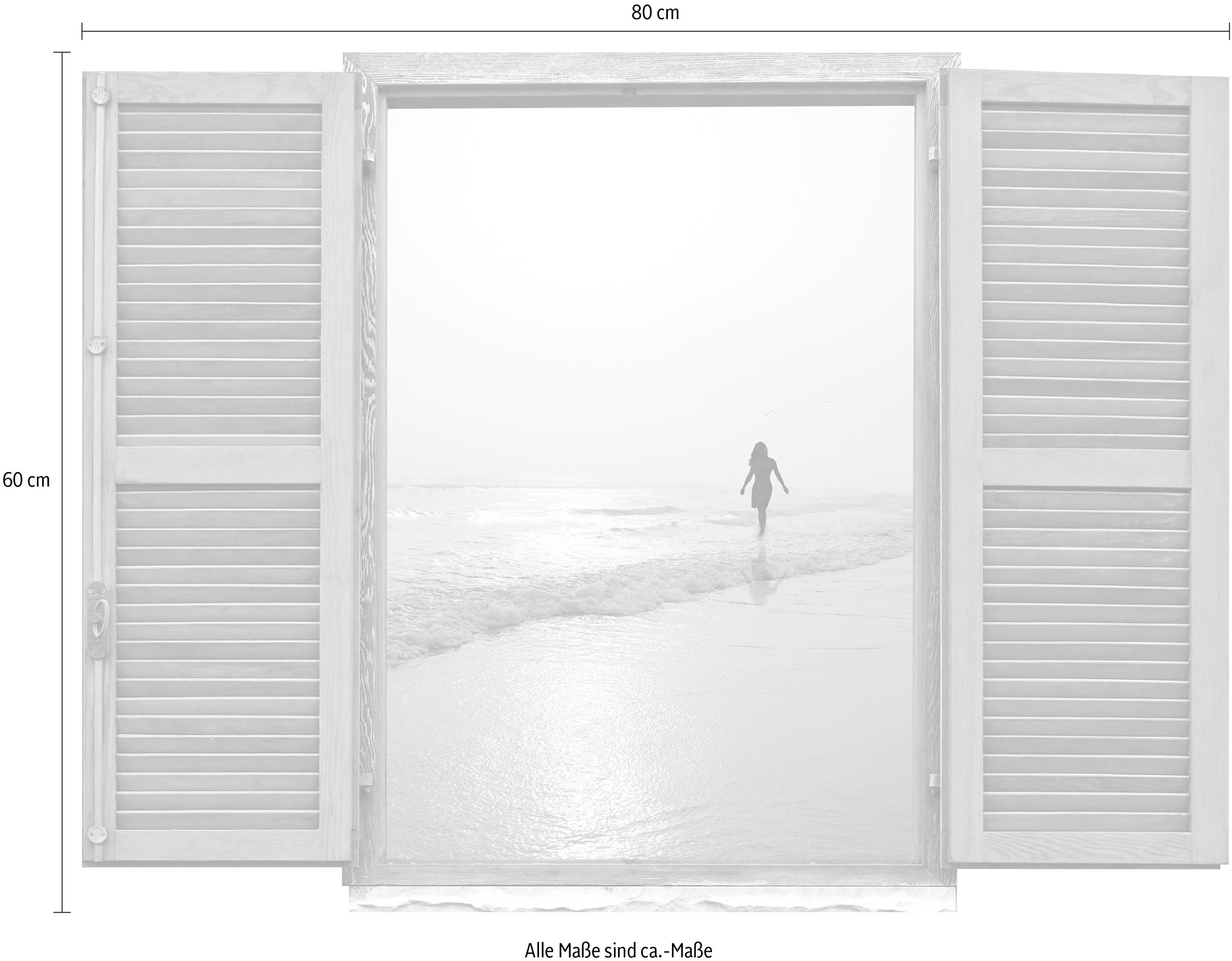 queence Wandtattoo »Frau am Strand«, (1 St.), Wandsticker, Wandbild, selbstklebend, 3D, Fenster