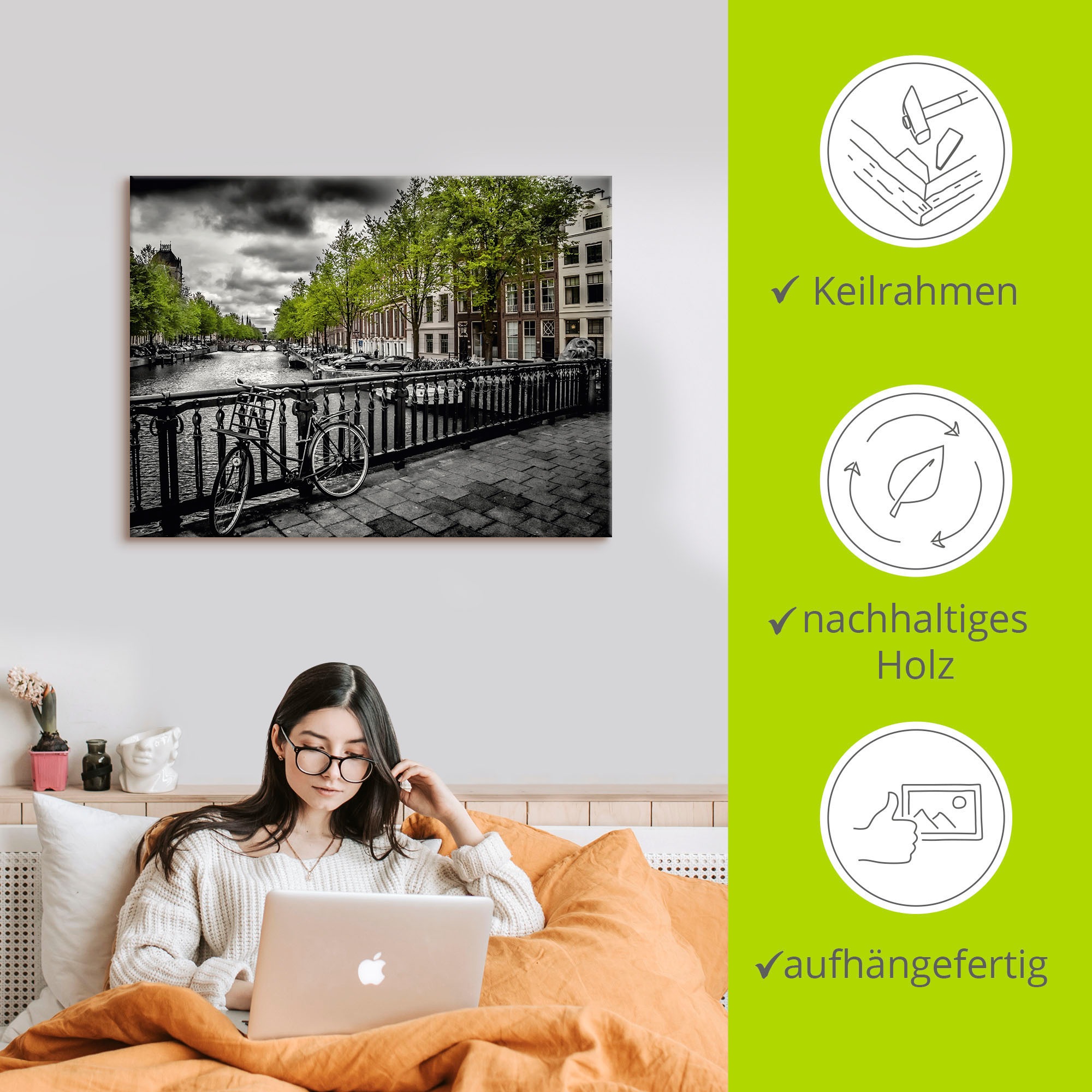 Artland Wandbild »Amsterdam Keizergracht II«, Niederlande, (1 St.), als Alubild, Outdoorbild, Leinwandbild, Wandaufkleber, versch. Größen