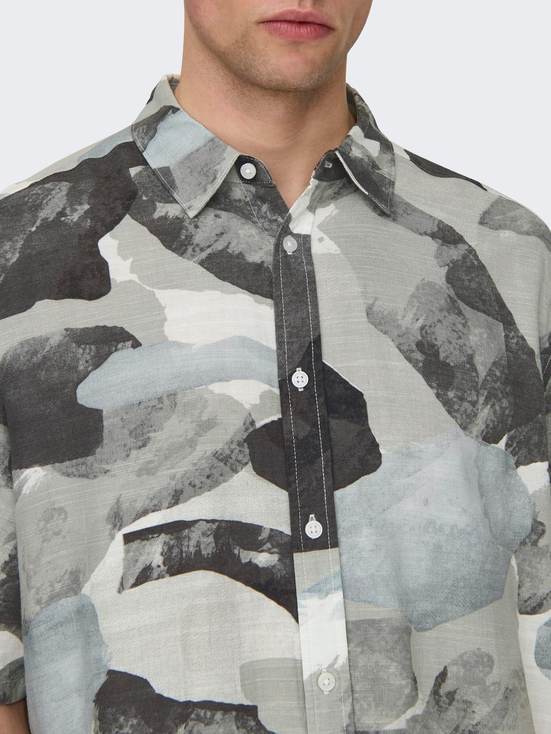 ONLY & SONS Leinenhemd »ONSBUD LIFE SS RLX AOP LINEN SHIRT NOOS«