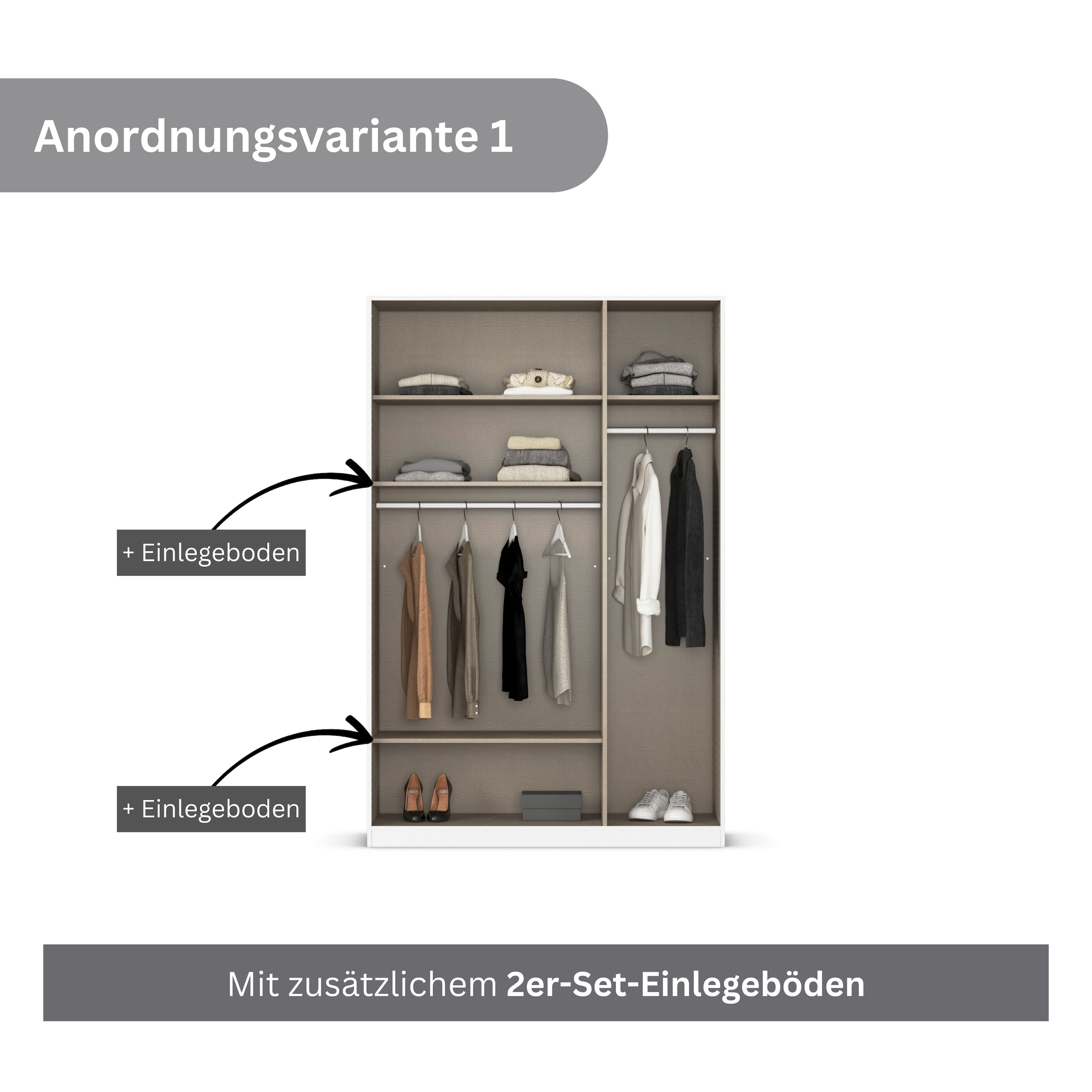 rauch Drehtürenschrank »Kleiderschrank Schrank Garderobe AGORDO mit Dekor- oder Hochglanzfront«, (in zwei Griff-Farben), durchdachte Innenausstattung, in 6 Breiten und 2 Höhen MADE IN GERMANY