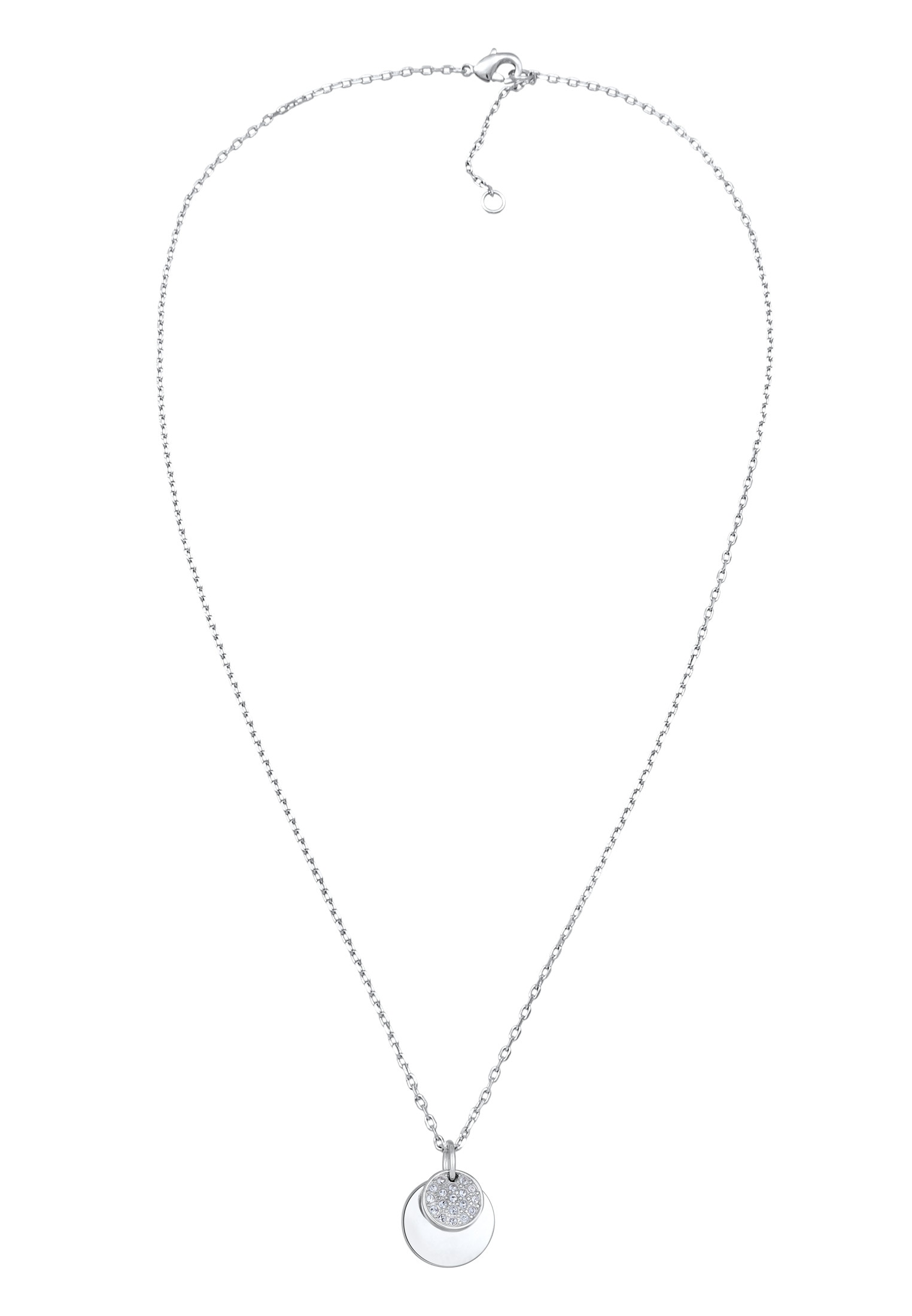 Elli Silberkette »Halskette Plättchen Kristalle Elegant Silberfarben«