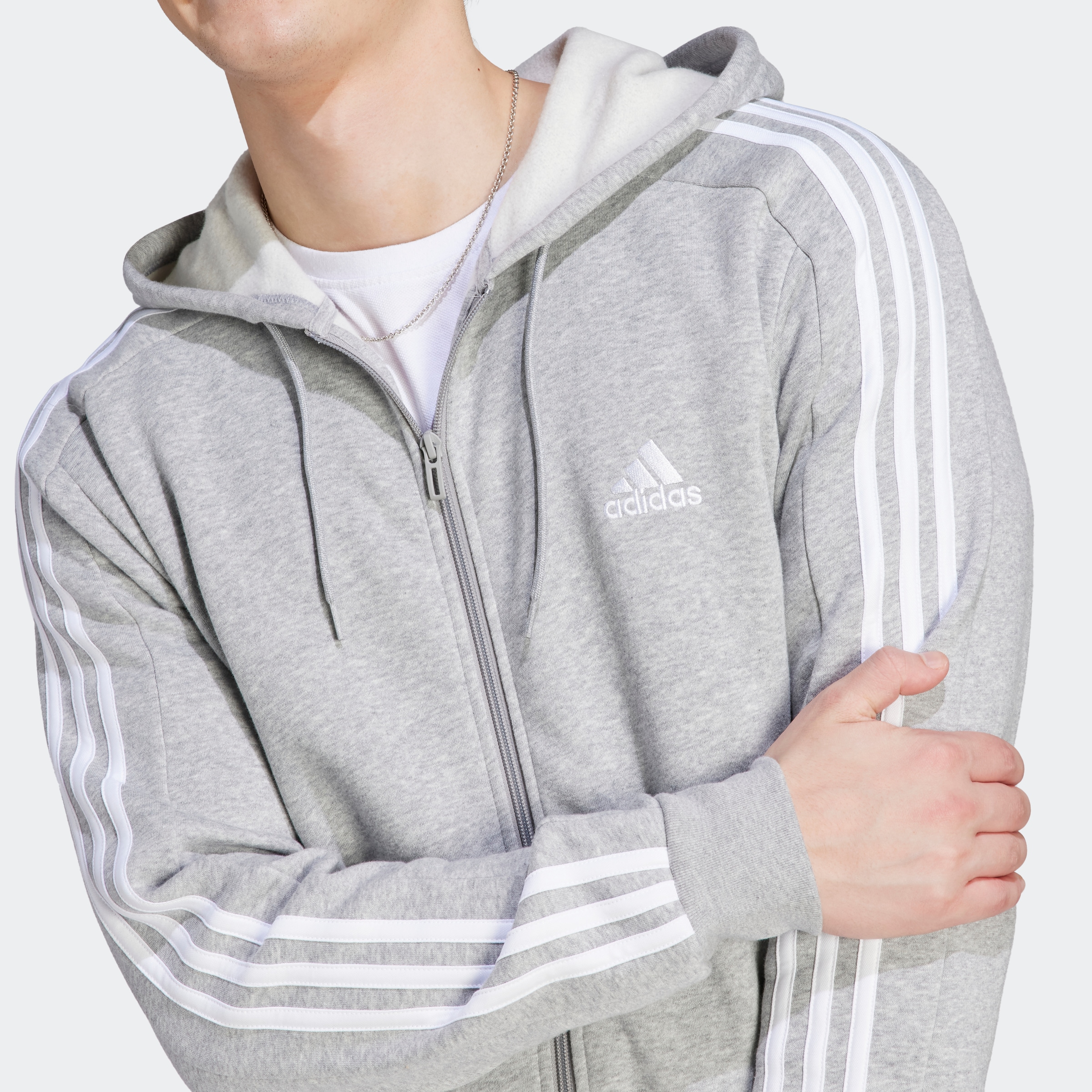 adidas Sportswear Kapuzensweatjacke »M 3S FL FZ HD«, angenehmes Material aus Baumwollmix