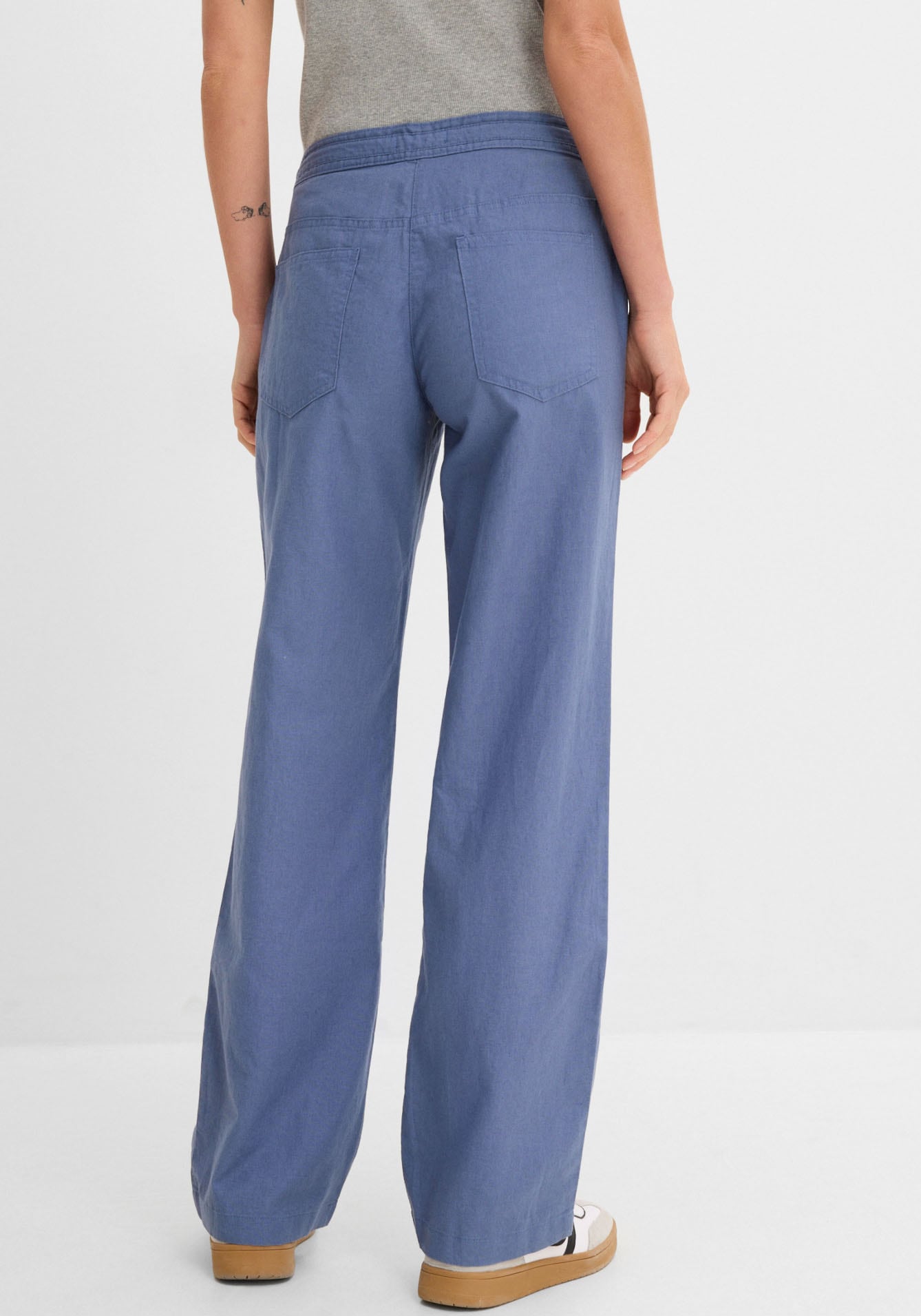 bonprix Leinenhose  Loose Fit, mit Kordelzugbund, mit Eingrifftaschen, mit Gesäßtaschen