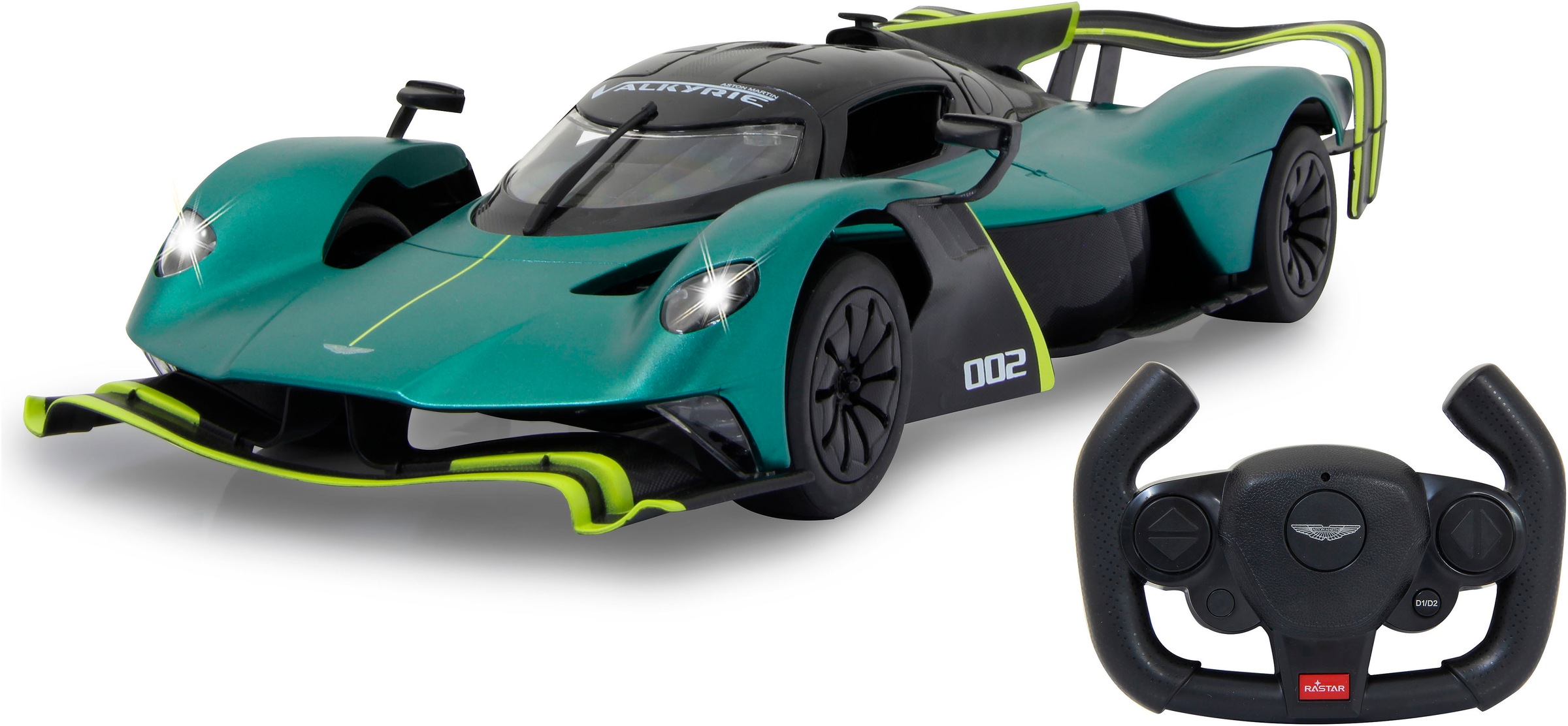 Jamara RC-Auto »Aston Martin Valkyrie AMR Pro, dunkelgrün, 2,4GHz, Tür manuell« mit LED Beleuchtung