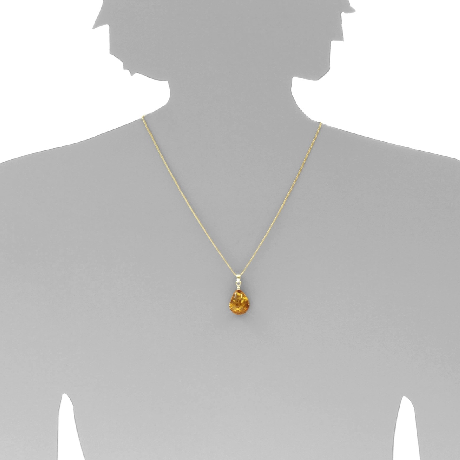 OSTSEE-SCHMUCK Kettenanhänger »- Tropfen flach, ca. 20 mm lang - Gold 585/000 - Bernstein -,«