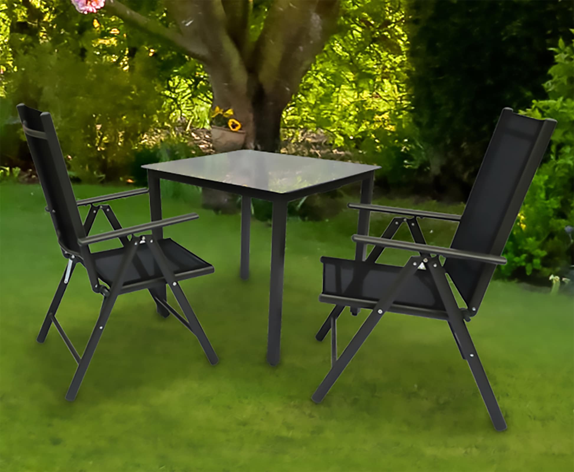 VCM Garten-Essgruppe »3 tlg. Alu Gartenset Sitzgruppe Tisch Stühle 80 MA« 3 tlg.