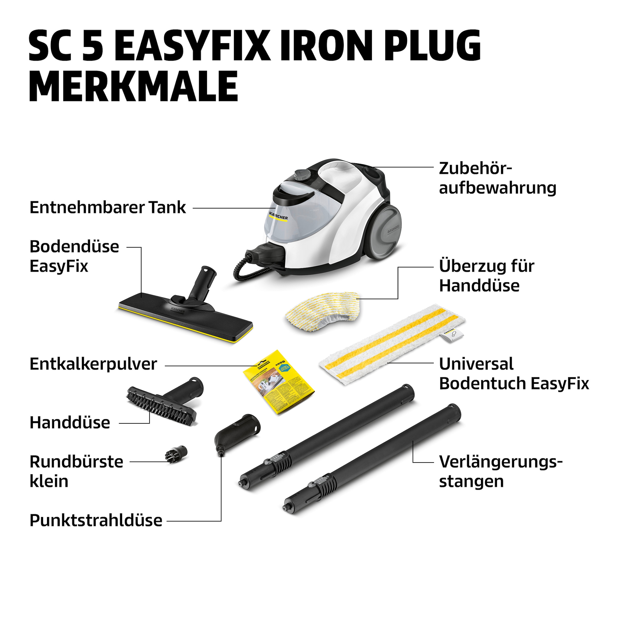 KÄRCHER Dampfreiniger »SC 5 EasyFix IRON PLUG« Heißwasser-Zuschaltung, Dampfdruck: 4,2 bar, Aufheizzeit: 3 min.