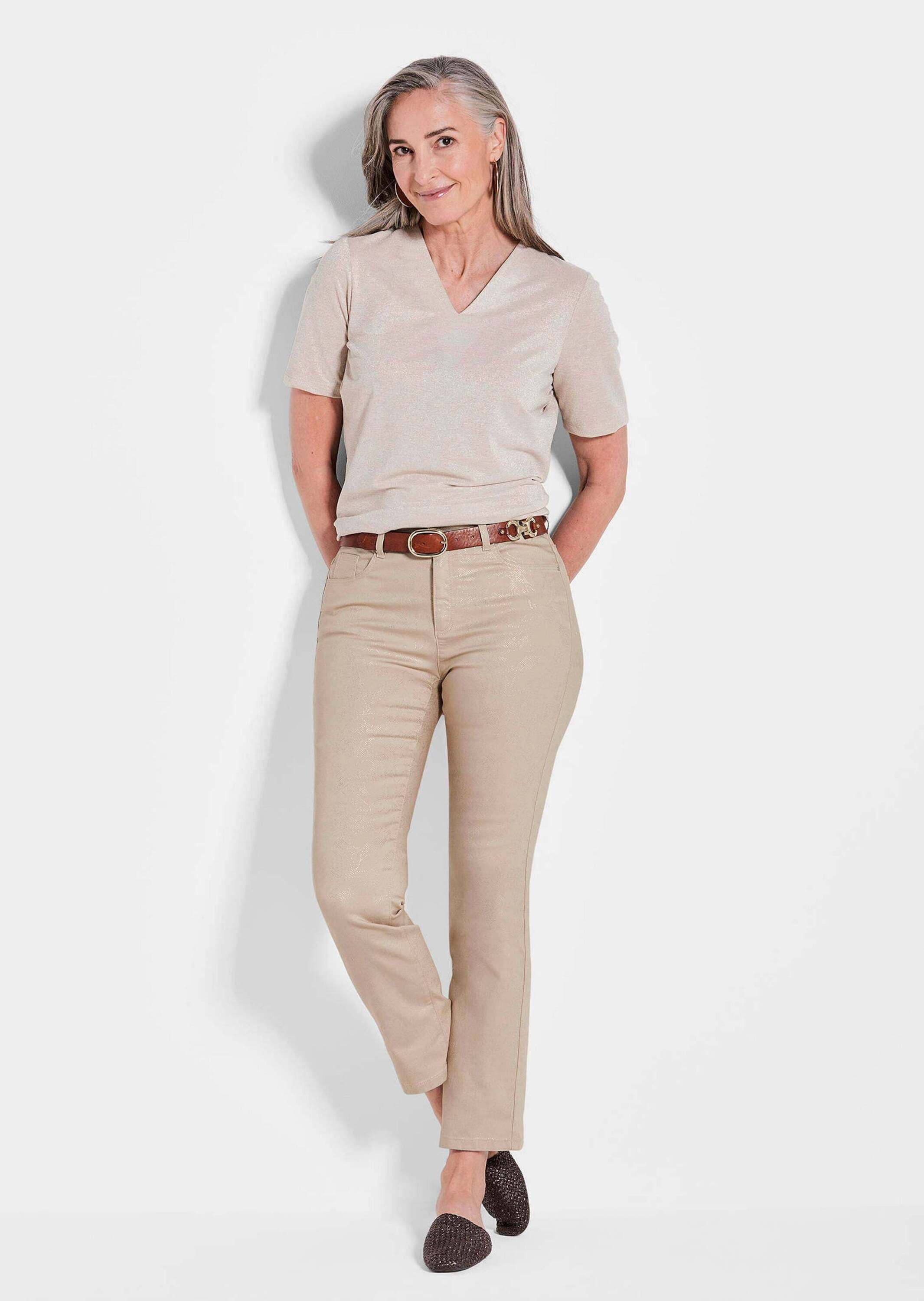 GOLDNER 2-in-1-Hose »Knöchellange Jeans CARLA in Braun«