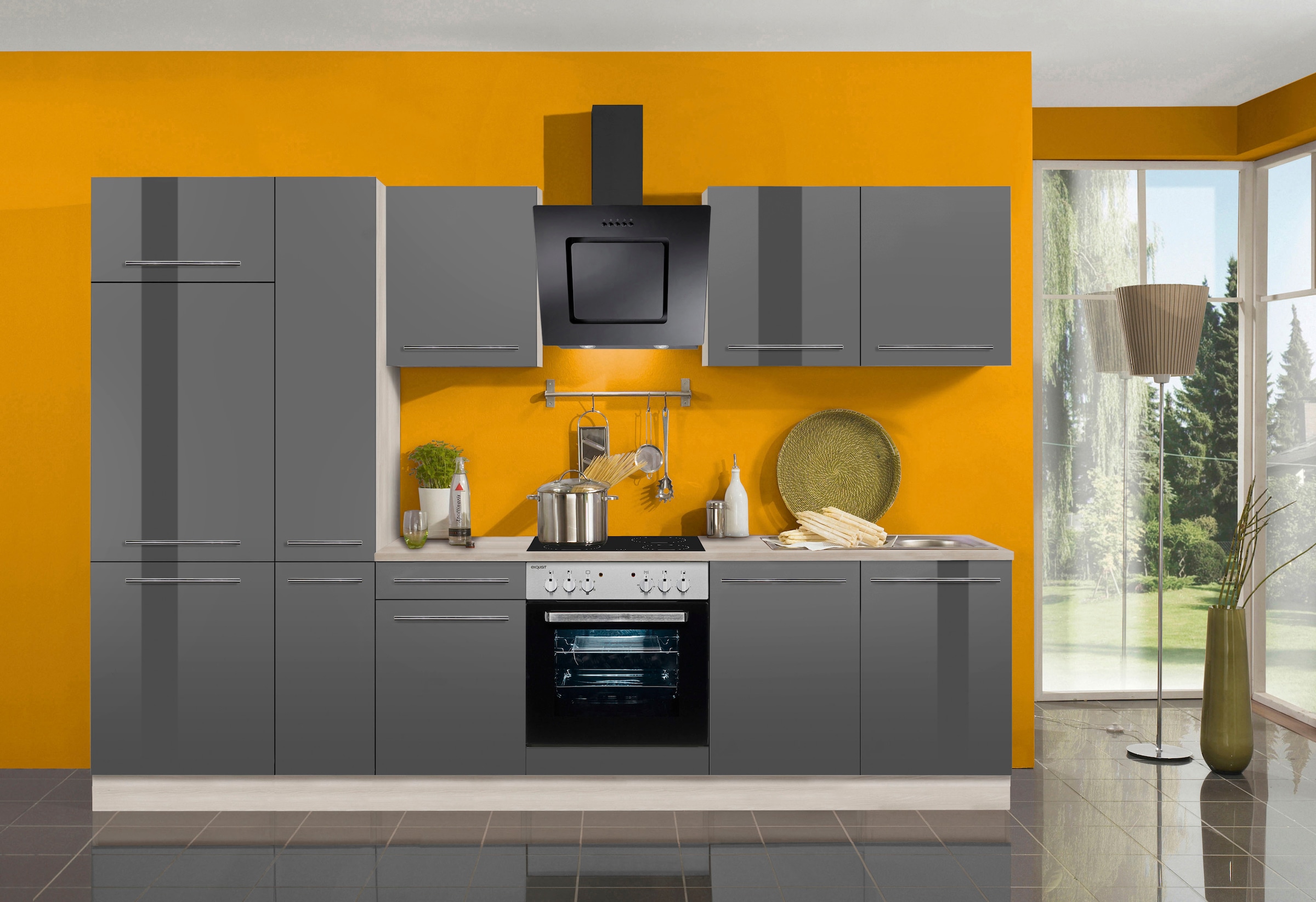 OPTIFIT Küchenzeile »Bern«, höhenverstellbare E-Geräten, mit gedämpfte Rechnung 300 auf Breite Füße, Türen bestellen cm