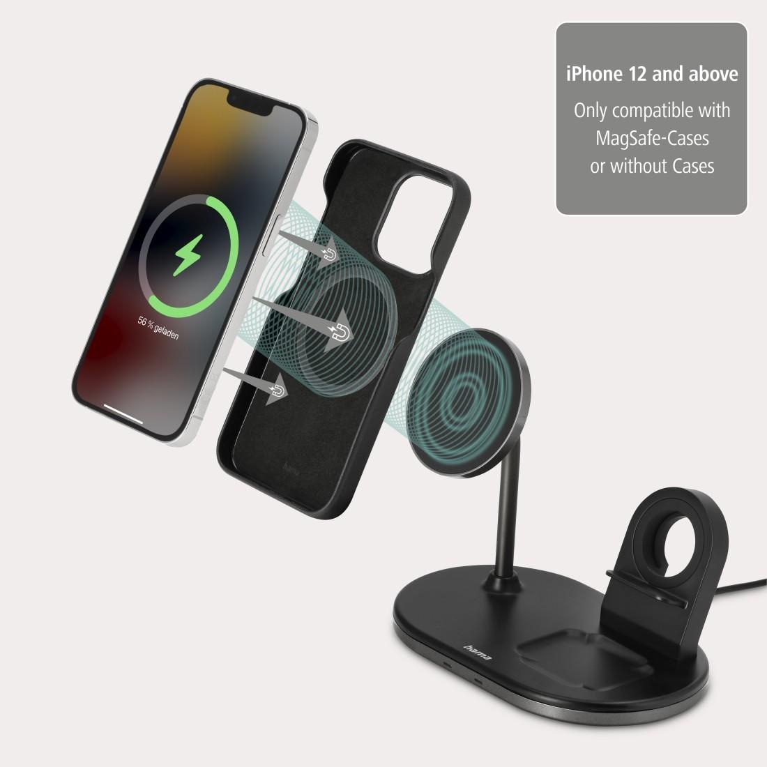 Hama Induktions-Ladegerät »3in1 Wireless Charger Ladestation für Apple  iPhone AirPod Apple Watch«, mit Pad, Fast-Charge-Technologie, Apple iPhone  12, 13, 14, 15-Modelle ➥ 3 Jahre XXL Garantie