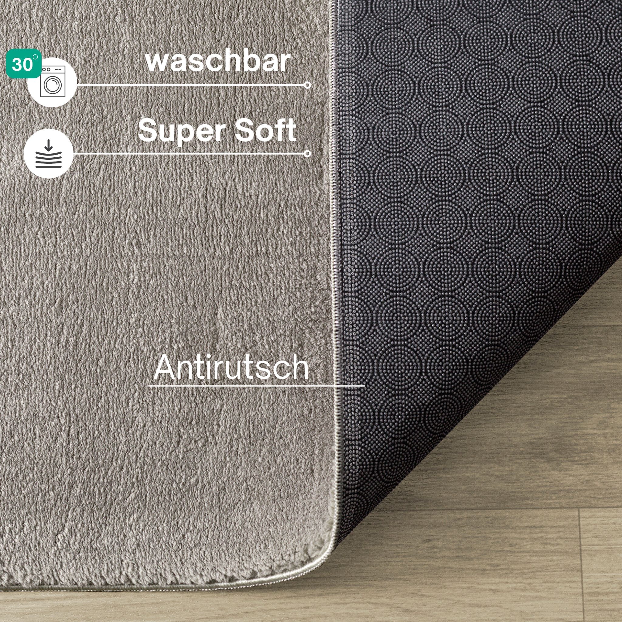 the carpet Teppich »kuschelig & Super Soft, Anti-Rutsch Unterseite,« rechteckig 16 mm Höhe Waschbar bis 30 Grad, Felloptik, Wohnzimmer Teppich, Kundenliebling