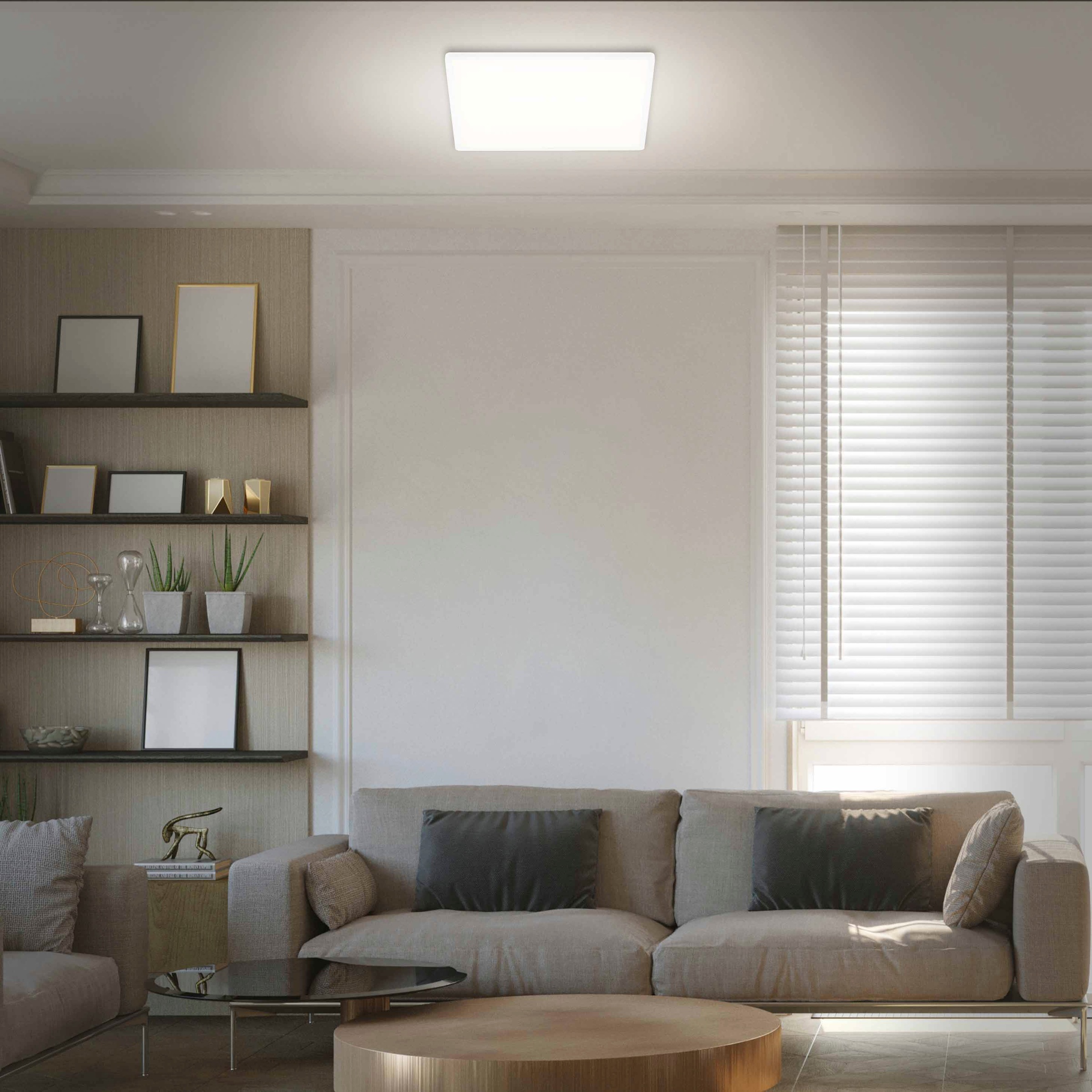 Briloner Leuchten LED Panel »7158416 SLIM«, Leuchtmittel LED-Board | LED fest integriert, Deckenlampe, 42x42x2,9cm, Weiß, 22W, Wohnzimmer, Schlafzimmer, Küche
