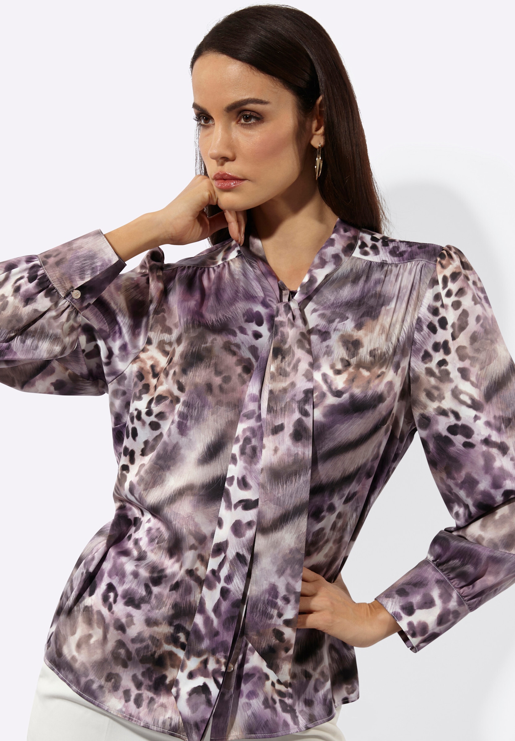 creation L Klassische Bluse »Satin-Bluse Schluppenbluse mit verdeckter Knopfleiste«