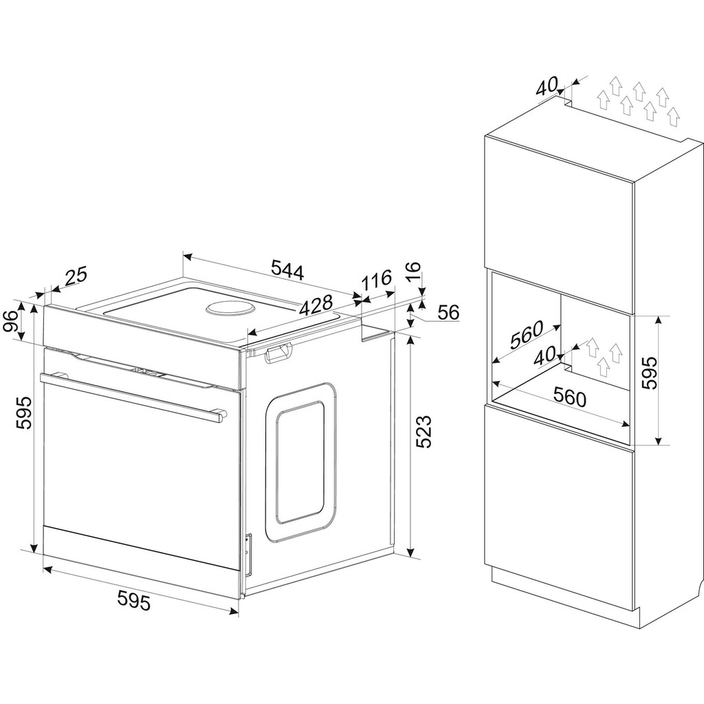 Amica Einbaubackofen »EBX 943 660 Gy«, EBX 943 660 Gy, mit Teleskopauszug nachrüstbar