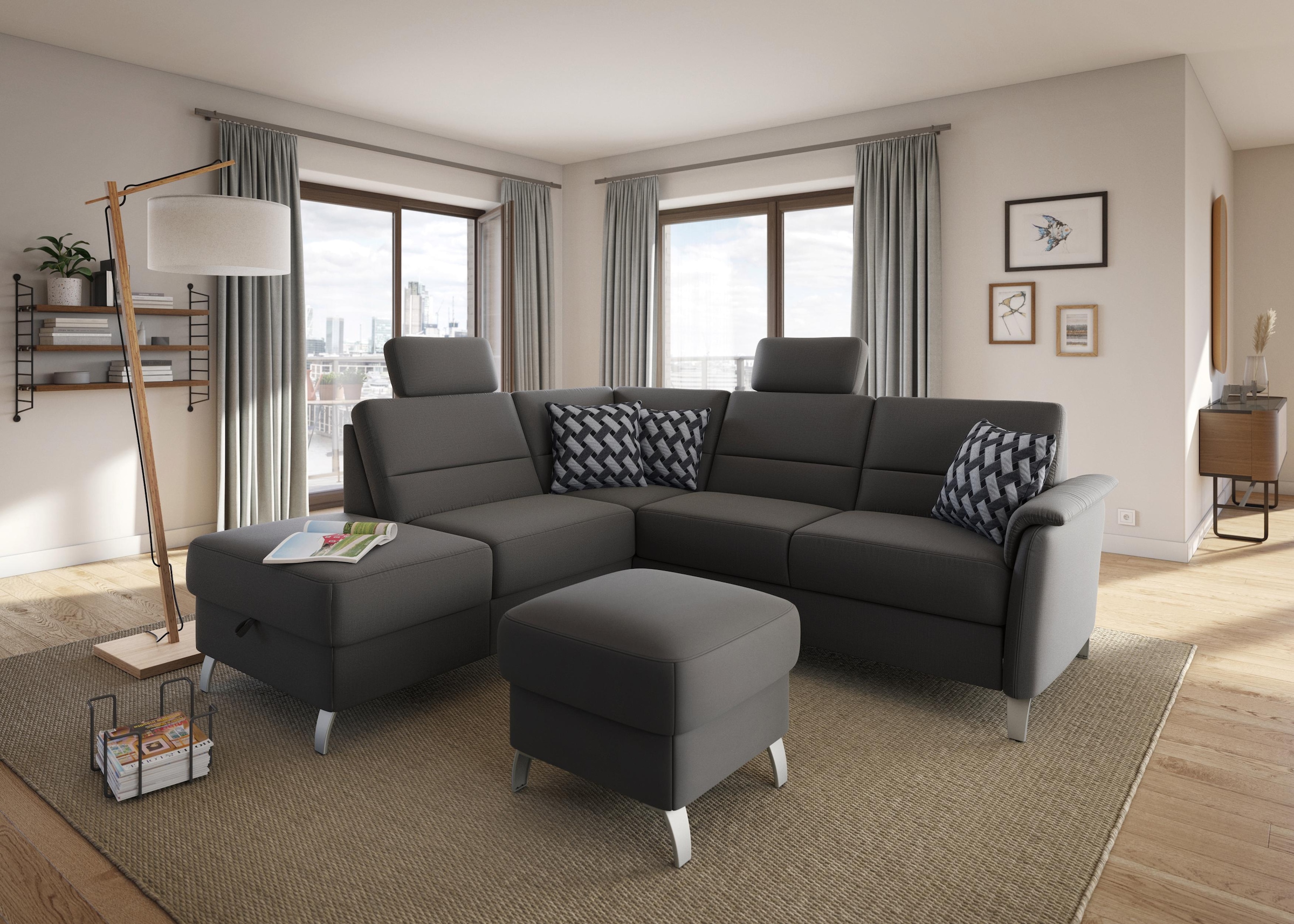 sit&more Hocker »Palmera, B: 58 cm«, mit Stauraum, Federkern