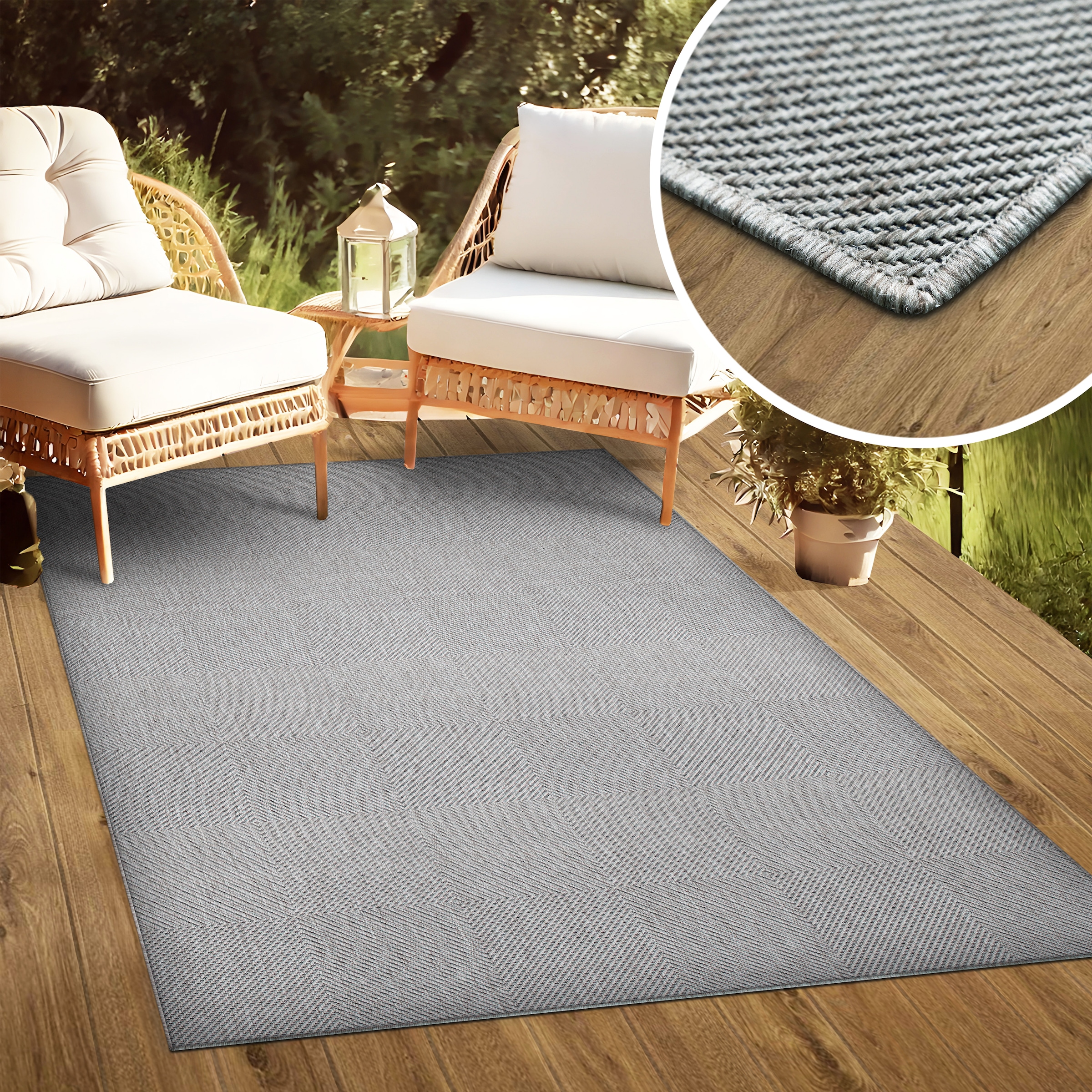 my home Teppich »Anna, auch als Läufer erhältlich«, rechteckig, 3 mm Höhe, In- und Outdoor geeignet, Sisal-Optik, Wetterfest & UV-beständig