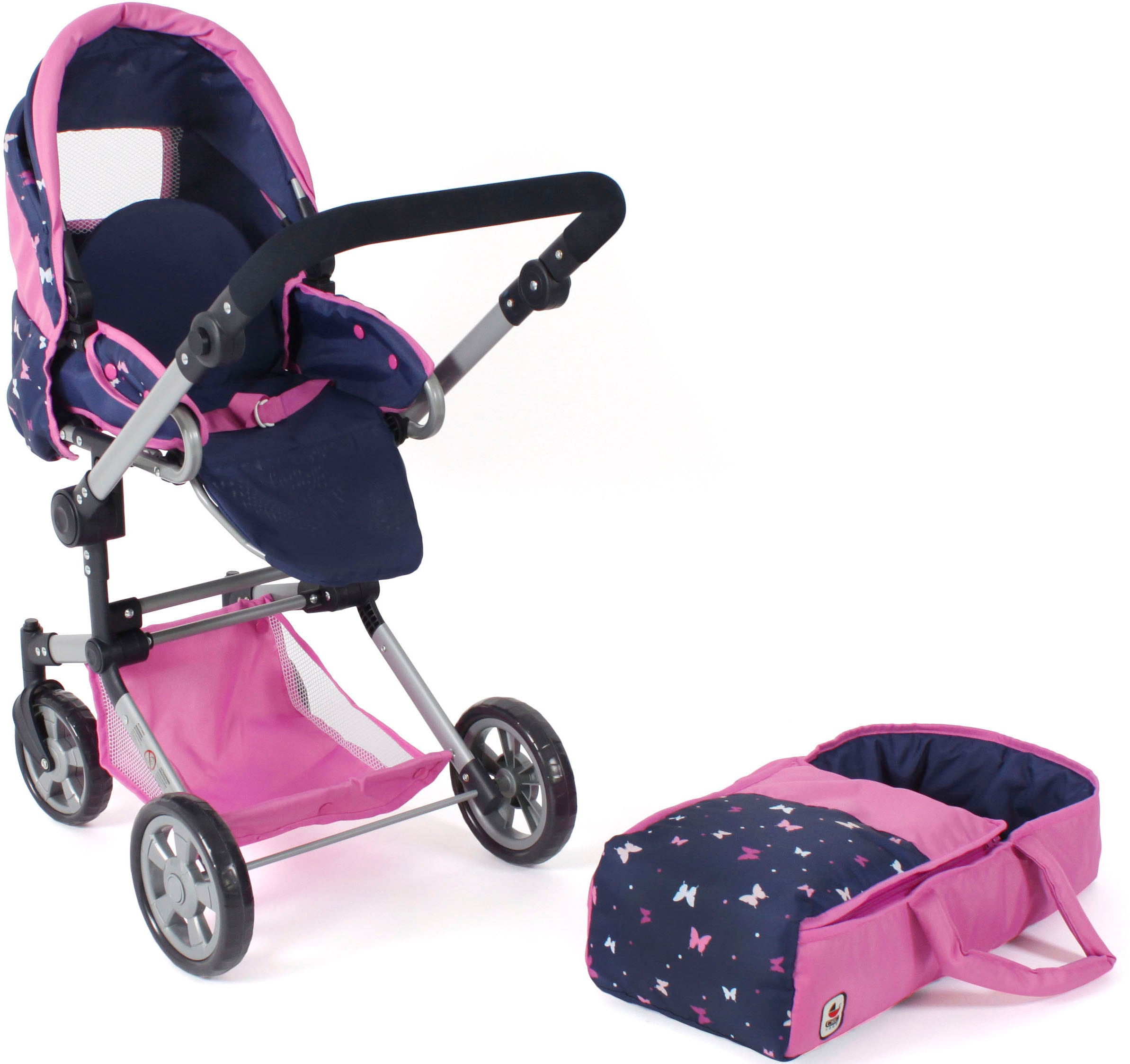 CHIC2000 Kombi-Puppenwagen »Jara, Butterfly, rosa«, zusammenklappbar