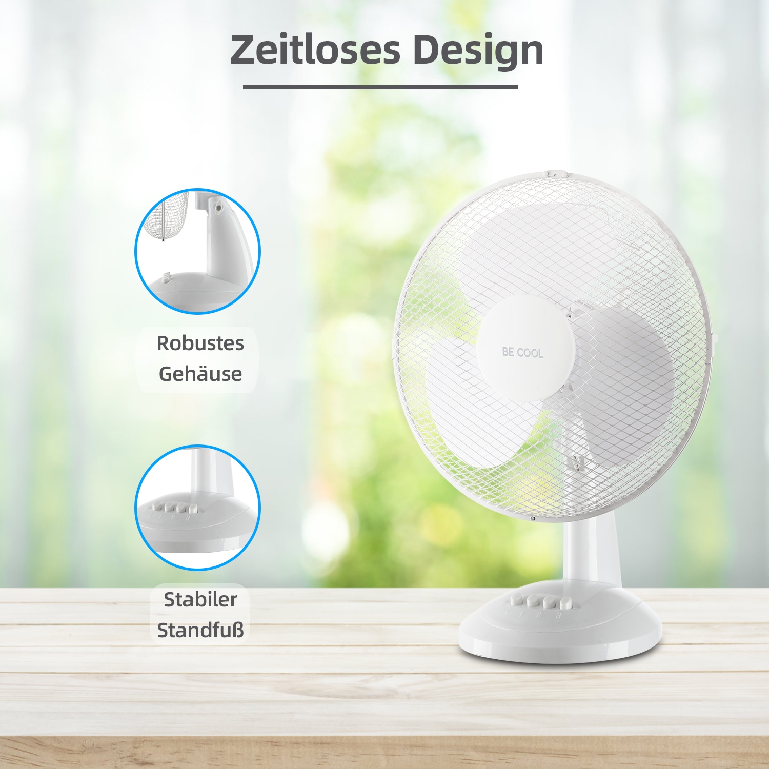 be cool Tischventilator »Tischventilator 30cm BC12TF weiß« einfache Bedienung