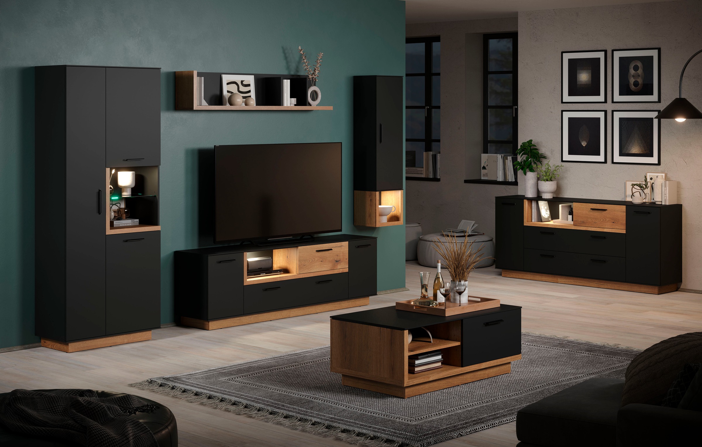INOSIGN TV-Bank »Premont«, (1 St.), Eleganter, zweifarbiger TV-Schrank - Lowboard mit Soft-Close