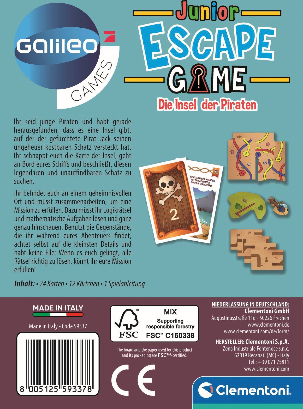 Clementoni® Spiel »Galileo, Escape Game Junior Die Insel der Piraten«, Made in Europe