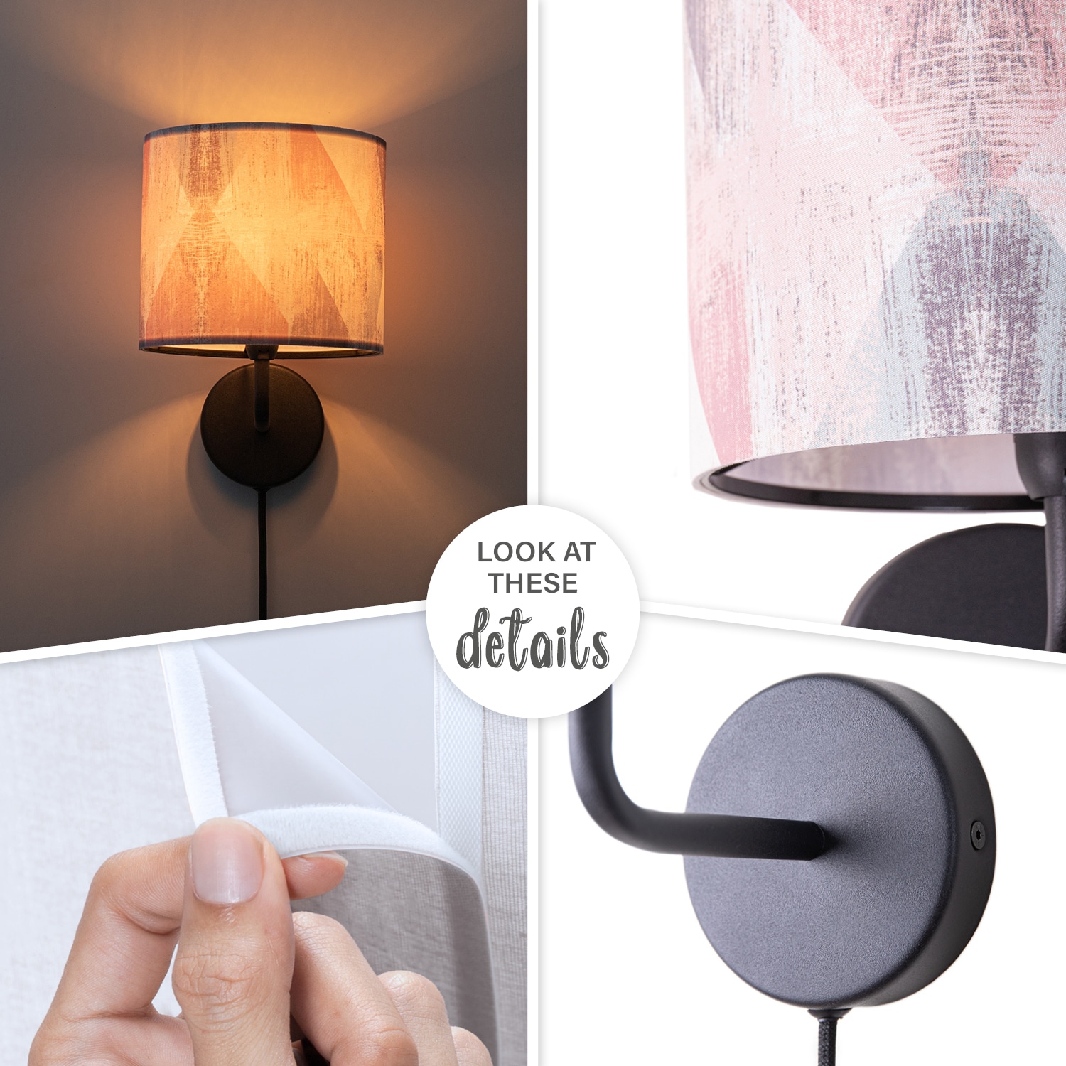 Paco Home Wandleuchte »Mero 102« E14 Stecker  Flur Lampe Wohnzimmer âˆ…18cm Abstrakt Kabel 3m E14