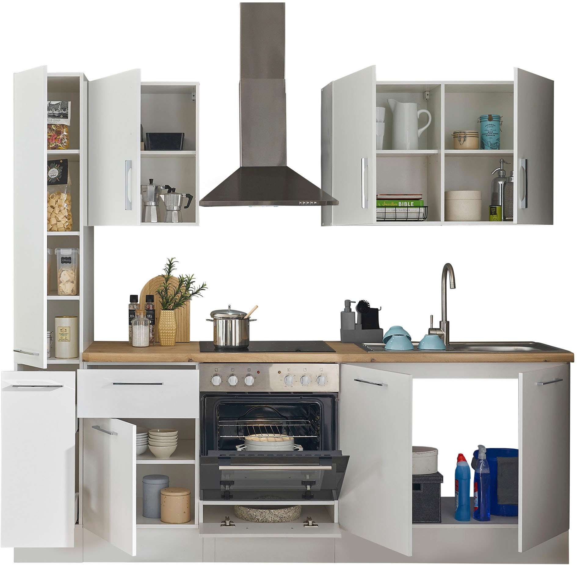 BASIC by Balculina Küchenzeile »Turin« Breite 240 cm, wahlweise mit E-Geräten