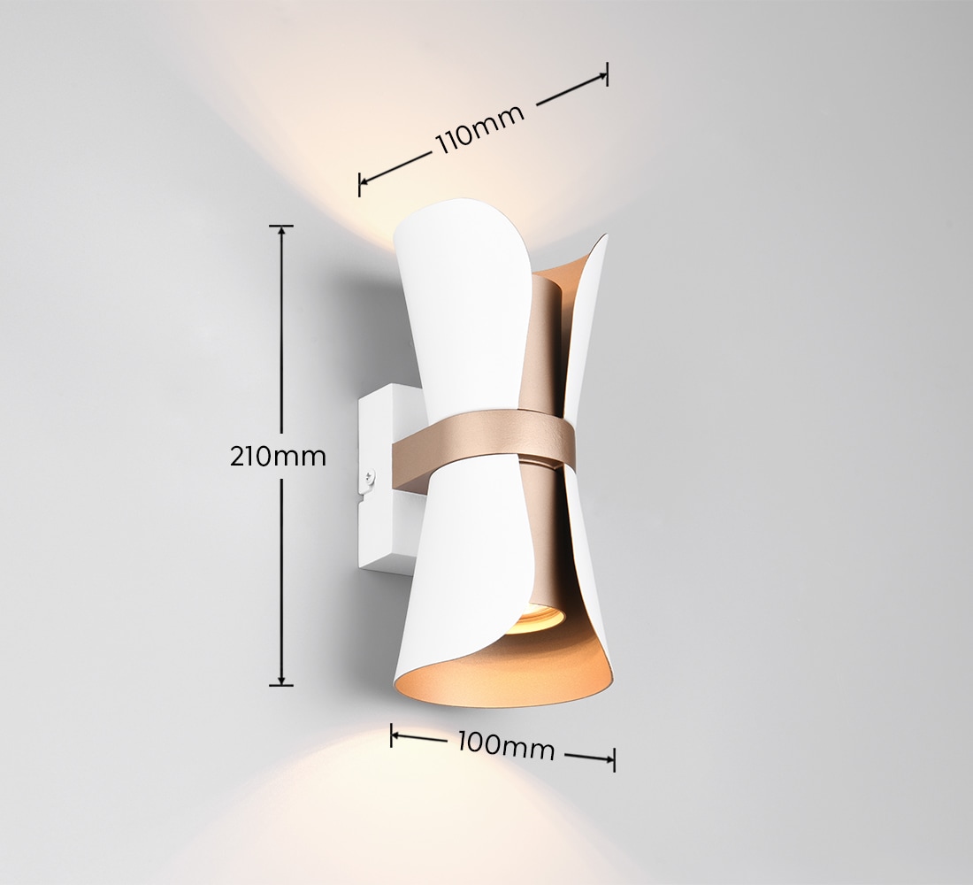 TRIO Leuchten Wandleuchte »COAT, up-and-down Wandlampe exkl 2x GU10 max 10W, zweifarbig« GU10 1 Stk. warmweiß - kaltweiß moderne Design Wandleuchte für wechselbare Leuchtmittel, 21cm hoch