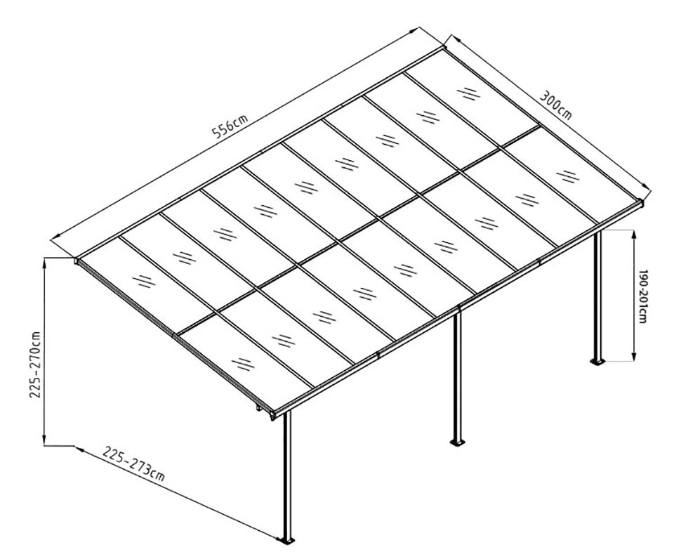 WESTMANN Terrassendach »Bruce«, Rahmen aus pulverbeschichtetem Aluminium, schwarz