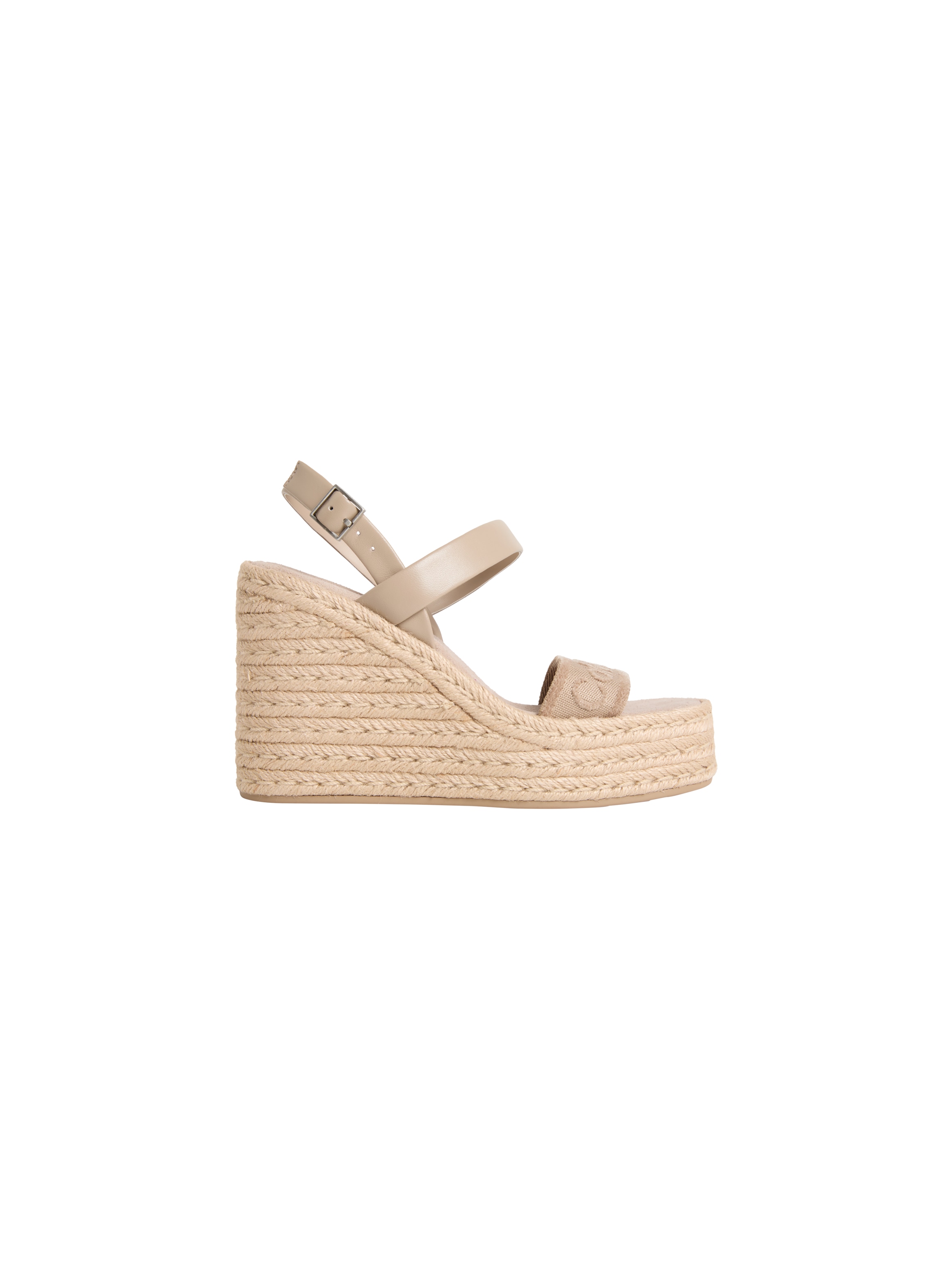 Calvin Klein Keilsandalette »WEDGE ESPAD 70 WEBBING LTH«  Sommerschuh, Plateausandale, Keilabsatz, mit Bastbesatz
