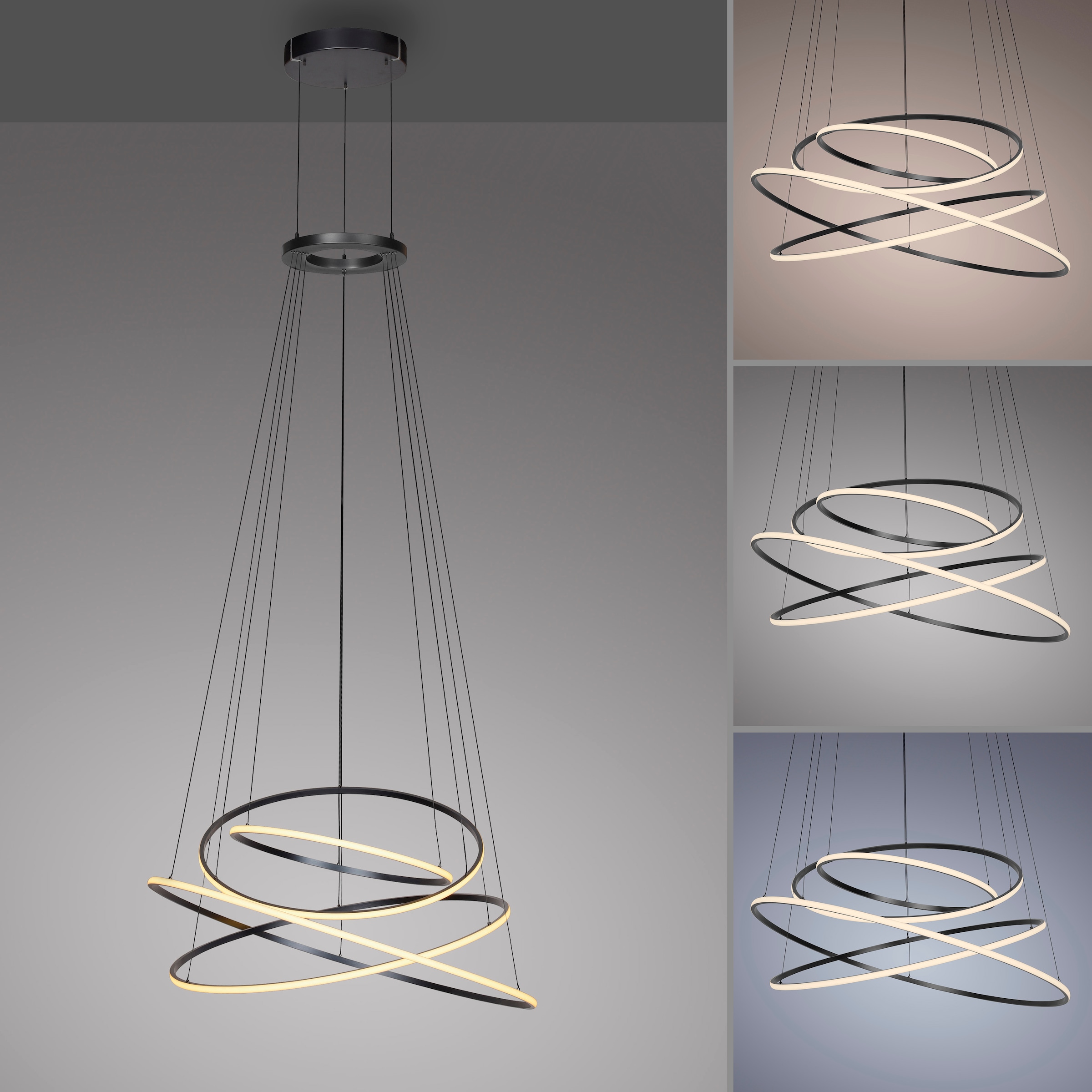 Neuhaus PURE LED Pendelleuchte »PURE E-Flying Rings« LED-Board 1 Stk. warmweiß - kaltweiß e-LIFT® Funktion, CCT, dimmbar über Fernbedienung