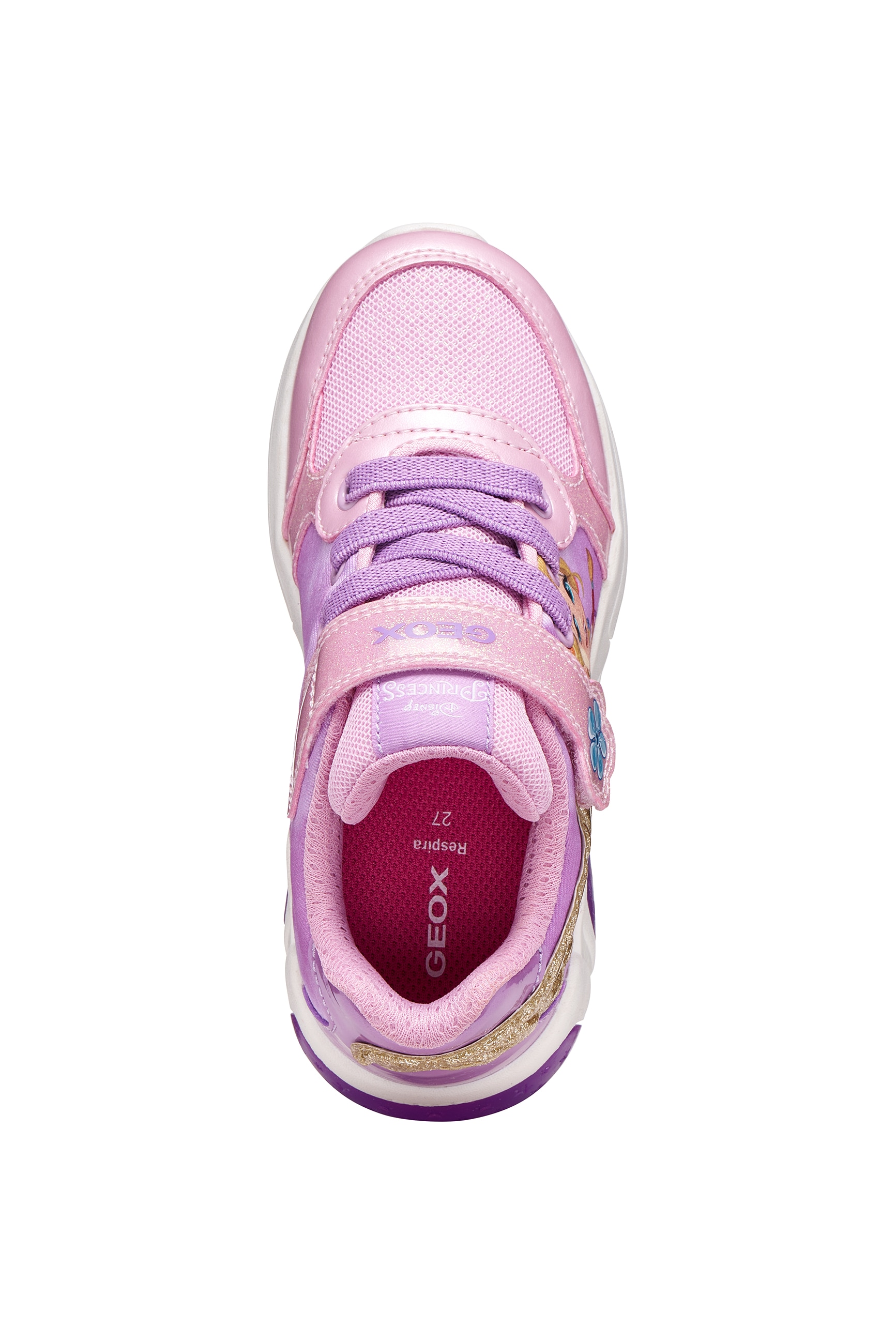Geox Sneaker »J FADINLIGHT GIRL DISNEY PRINCESS RAPUNZEL«  Halbschuh mit Blinkfunktion, Größenschablone zum Download