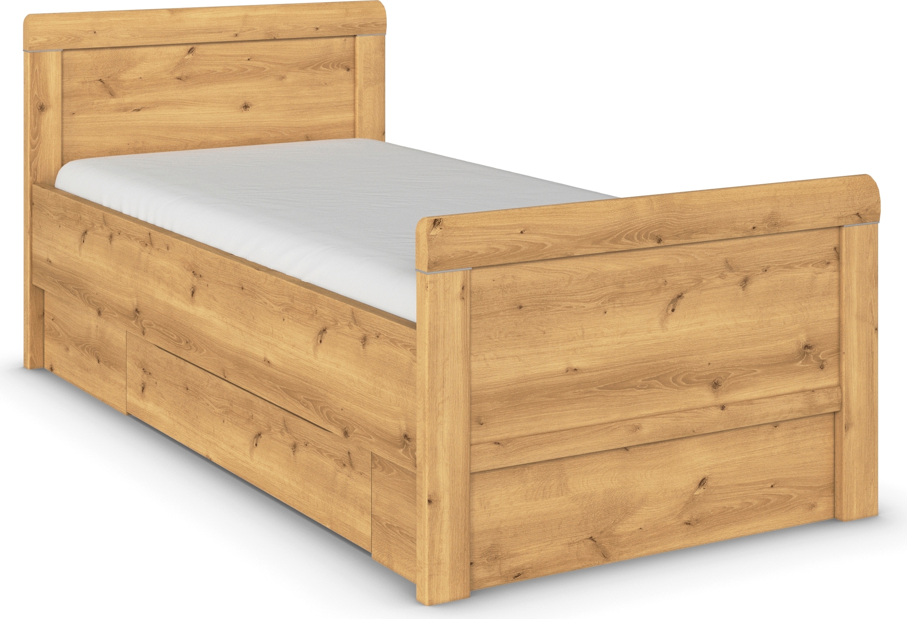 rauch, Stauraumbett »Bett Einzelbett Stollenbett Bettkästen EVELYN« in Komforthöhe mit Holzkopfteil sowie Schubladen MADE IN GERMANY, Asteiche, 