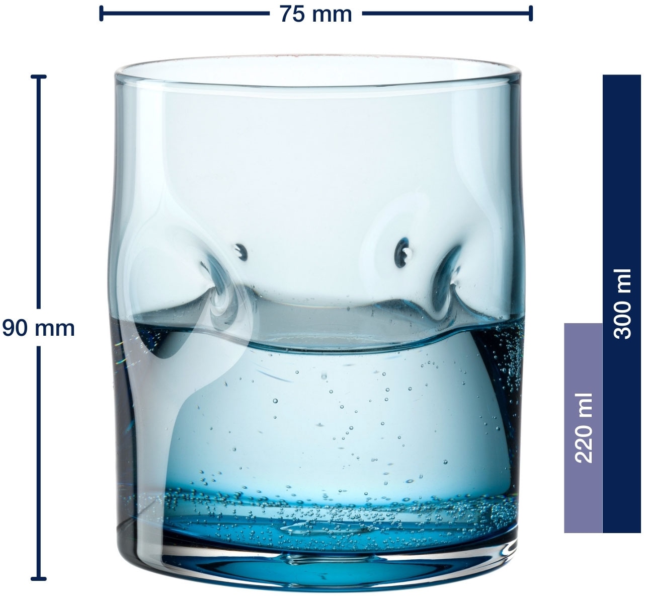 LEONARDO Gläser-Set »Trinkglas VESUVIO, 300 ml, 4er-Set« konische Form, markantes Design - mit Einquetschungen