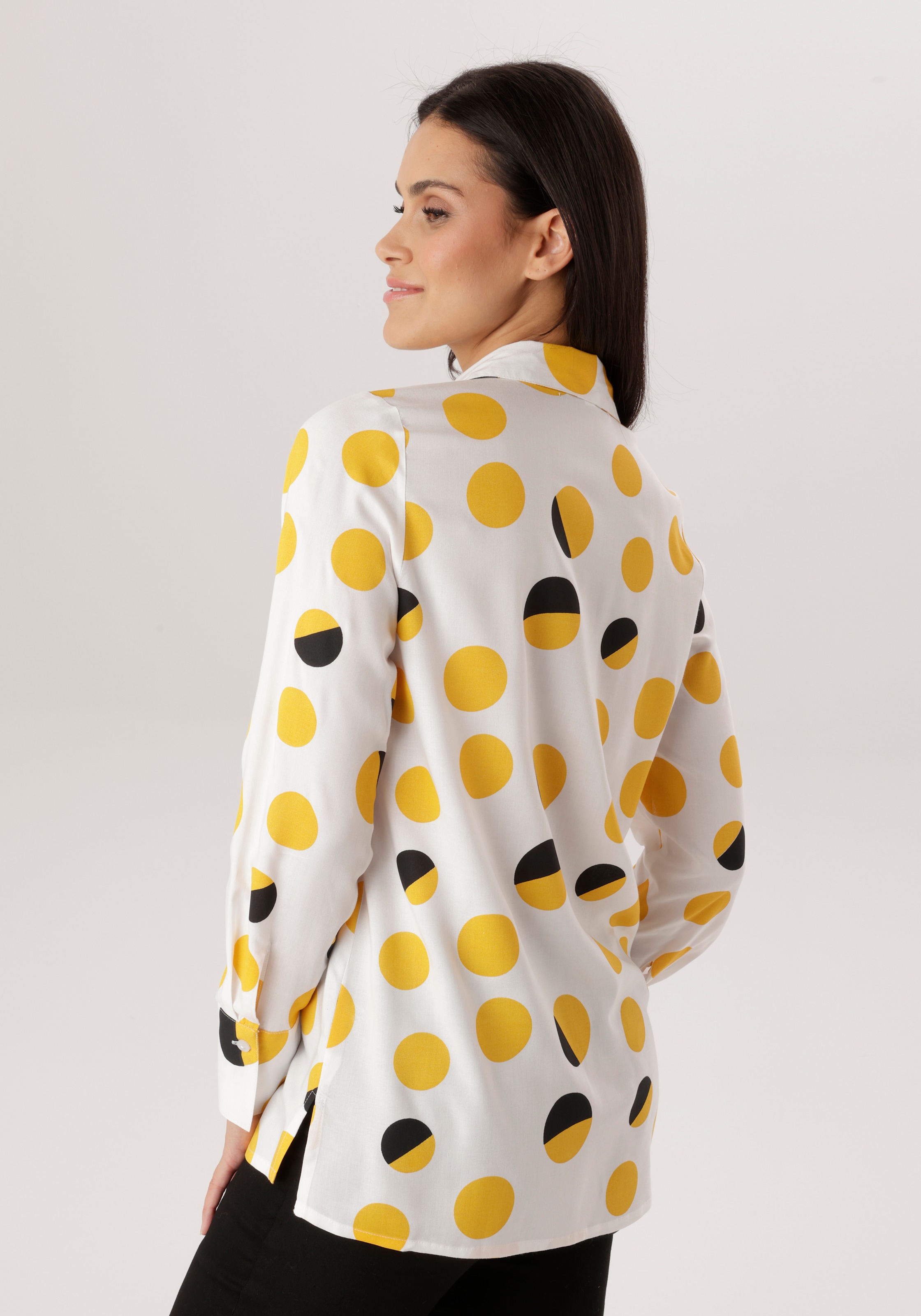 Aniston SELECTED Hemdbluse im trendigen und farbharmonischen Kreisverlauf - NEUE KOLLEKTION