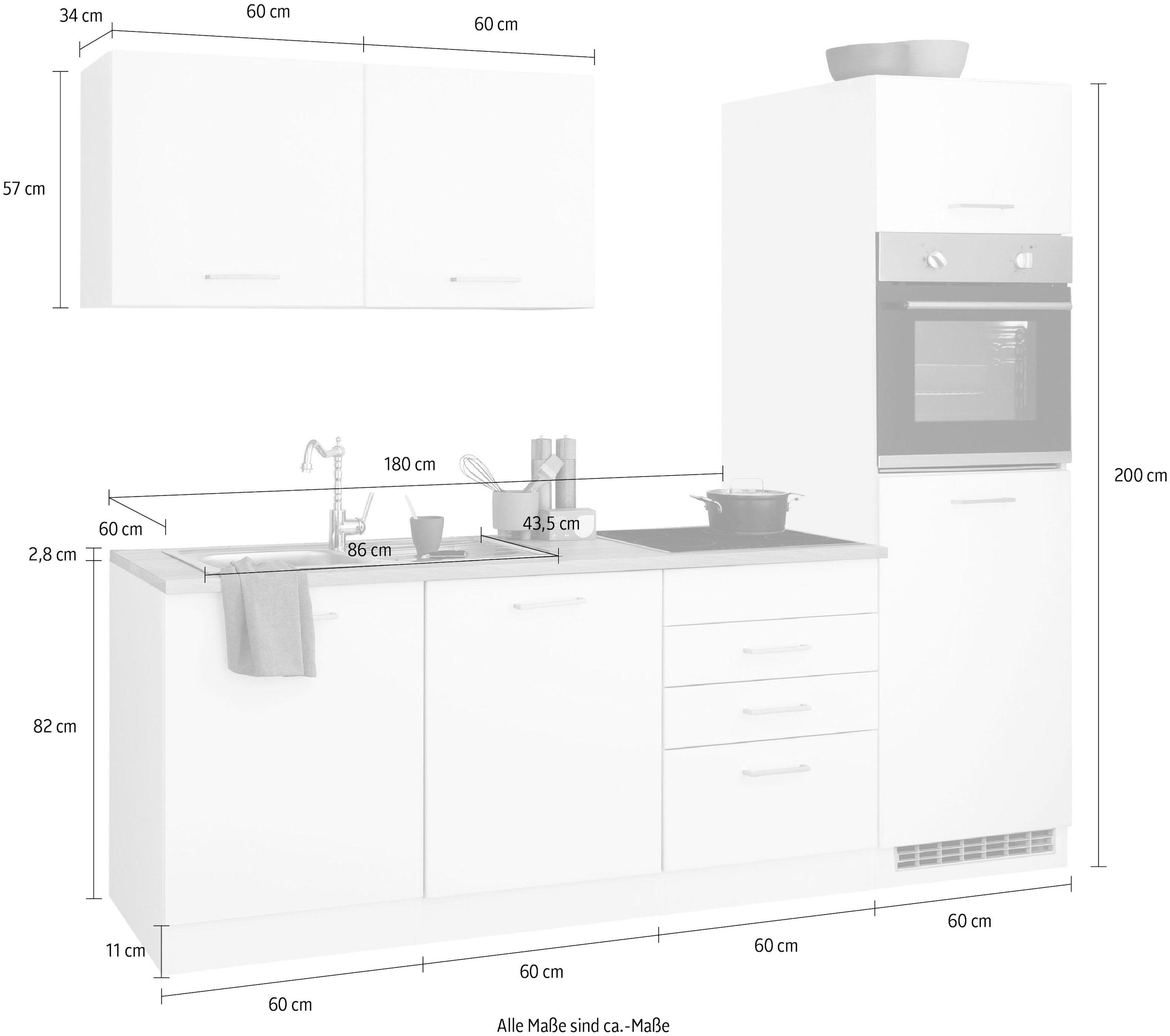 HELD MÖBEL Küchenzeile »Visby«, ohne cm Kühlschrank und für Rechnung auf Breite 240 E-Geräte, Geschirrspüler bestellen