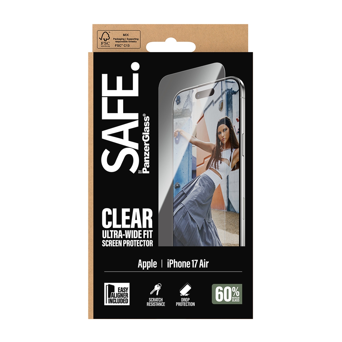SAFE by PanzerGlass Displayschutzglas »Ultra-Wide Fit Screen Protector« für Apple iPhone Air Displayschutzfolie, Schutzfolie, Bildschirmschutz, kratz- & stoßfest