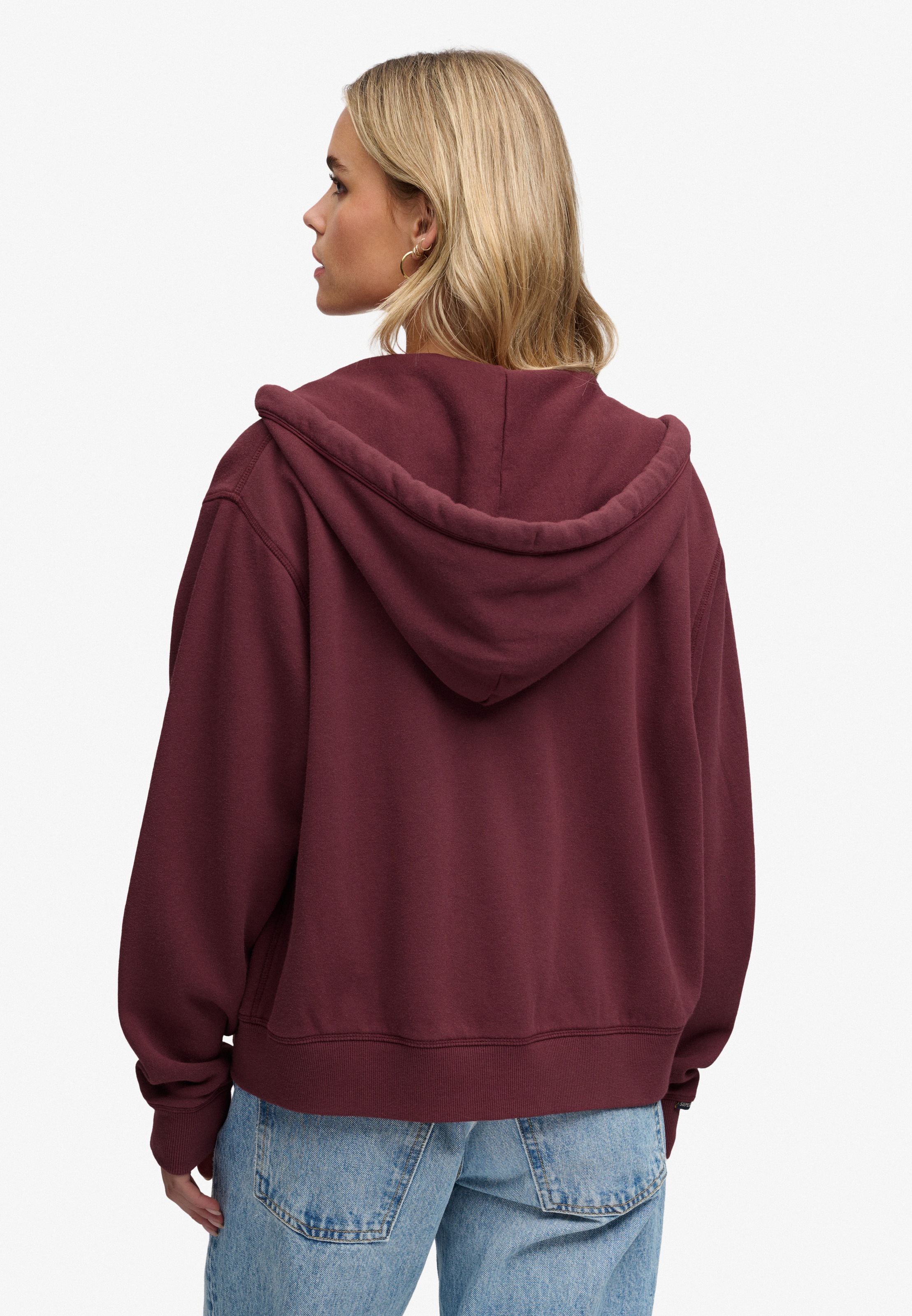 Superdry Kapuzensweatjacke »ATH ESS RELAXED CROP ZIPHOOD« Baumwollmischung