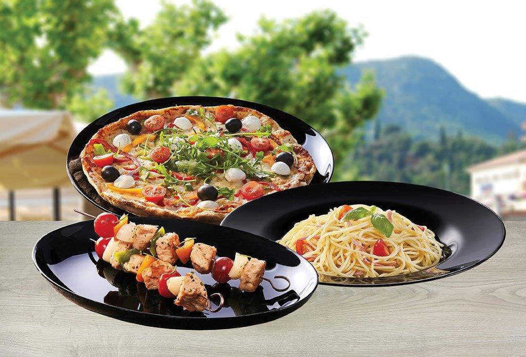Luminarc Barbecueteller »Essteller« Teller Set für 6 Personen, schwarz, Glas, ovale Form, Ø 33 cm