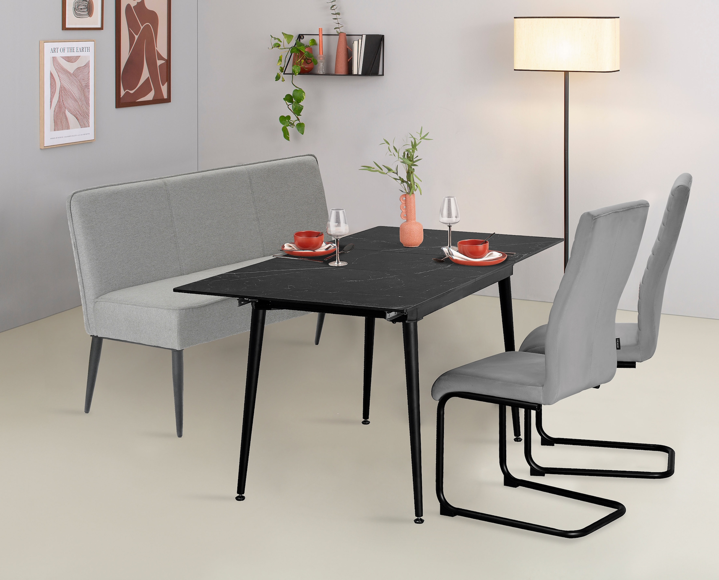 Home affaire Polsterbank »Lenzrose, TOPSELLER!, OTTOs Choice«, (Esszimmerbank, Bank,), mit Taschenfederkern, schwarzes Metallgestell, Breite 142 cm