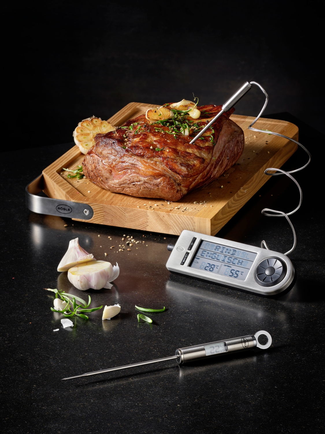 RÖSLE Kochthermometer »Barbecue Gourmet-Thermometer, 25066«, Grillthermometer digital, °C und °F, -40°C bis +200 °C, Edelstahl