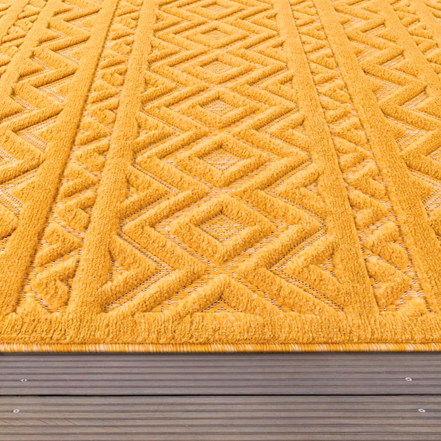 Paco Home Teppich »Livorno 673«, rechteckig, Uni-Farben, Scandi, Rauten  Muster, Hoch-Tief Effekt, Outdoor geeignet