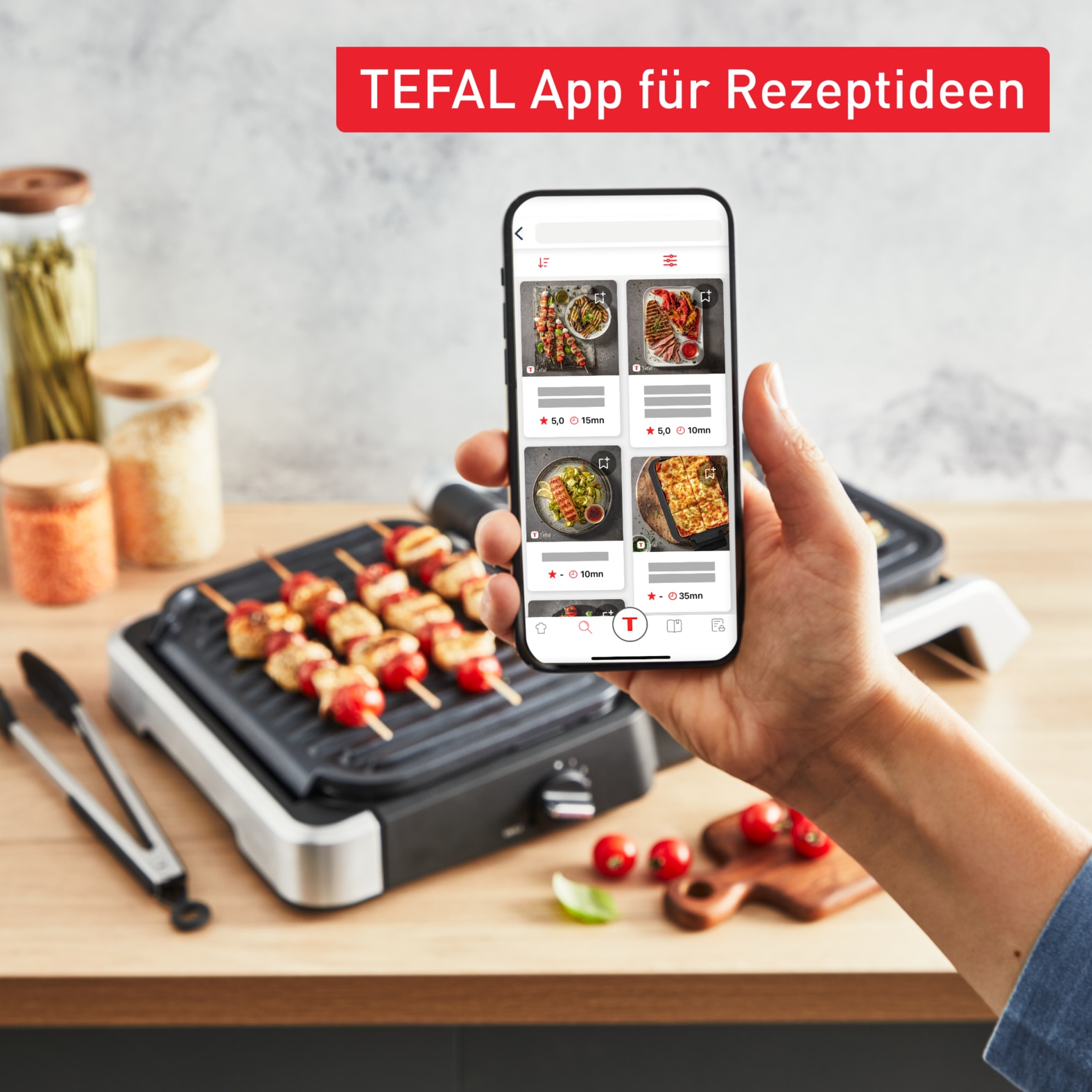 Tefal Kontaktgrill »GC774HP OptiGrill 4in1«, 2100 W, inkl. Backschale, aufklappbar. Gratis: Hamburger Presse