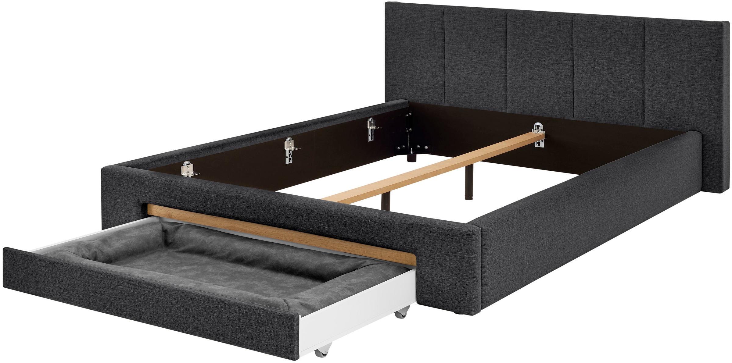 INOSIGN Polsterbett »CiTY/GiRON, Bettgestell mit Bettkasten, gepolstertes Stauraumbett«, mit Hundebett oder Stauraumschublade, Bezug Cord-oder Leinenoptik