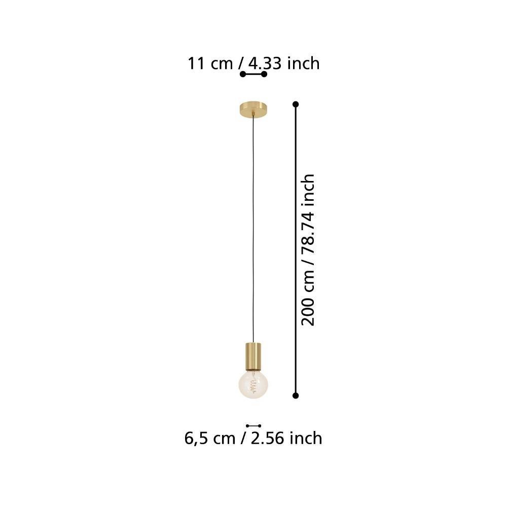 EGLO Hängeleuchte »POZUETA 1«, 1 flammig-flammig, Pendelleuchte, E27 Fassung mit Kabel, Metall in Messing, Ø 6,5 cm