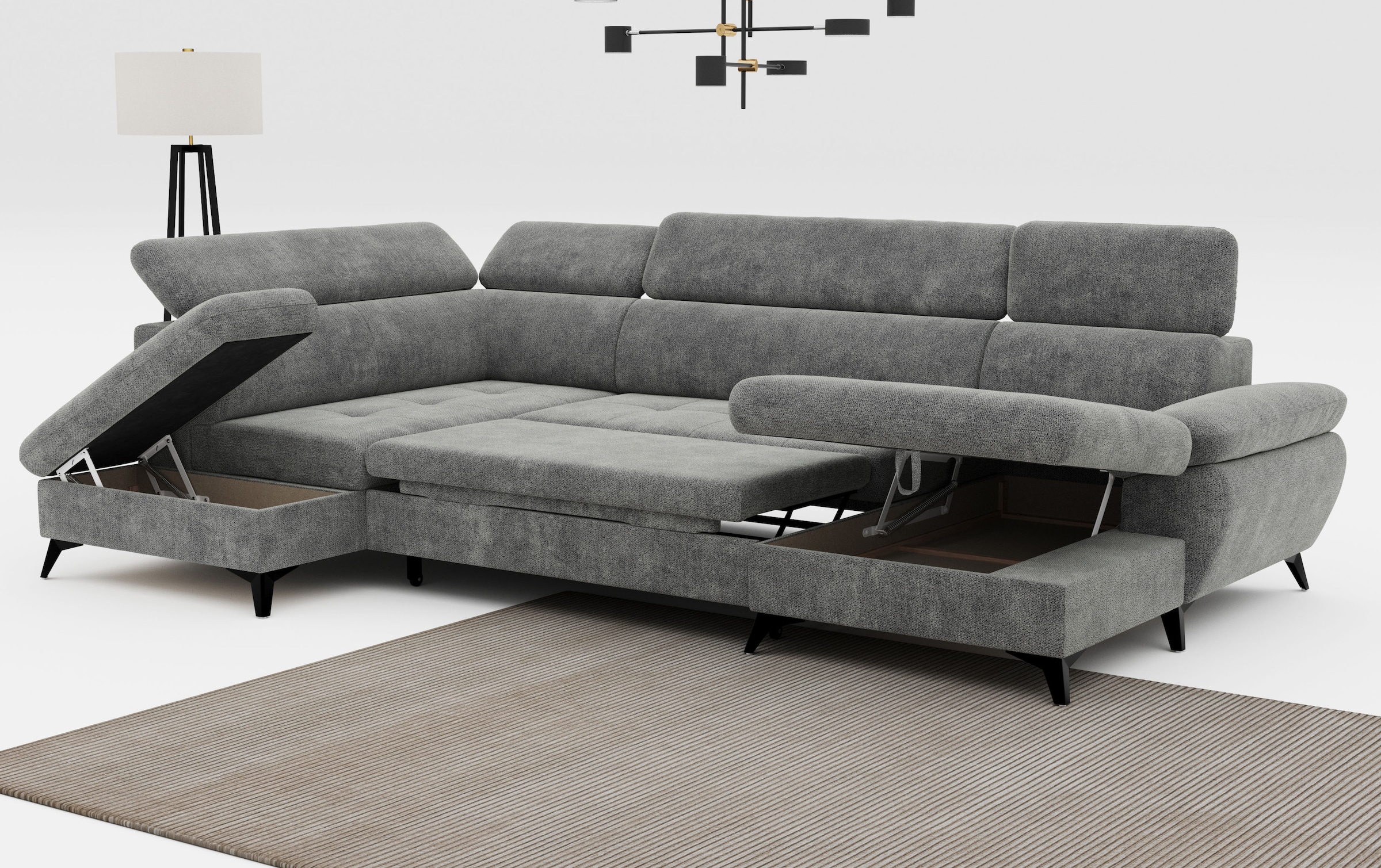 COTTA Wohnlandschaft »Hudson U-Form«, mit Kopfteilverstellung, wahlweise mit Bettfunktion & Bettkasten
