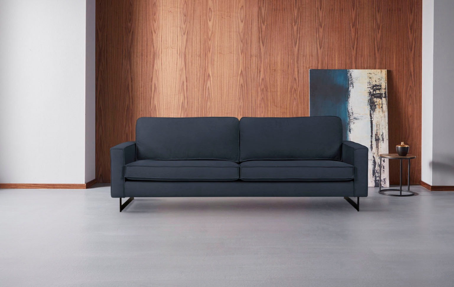 Places of Style 3-Sitzer »Maxi-Ausführung Pinto, 236 cm, Cord, Chenille, Lederoptik«, mit Keder, schwarze Metallfüße, Wellenunterfederung