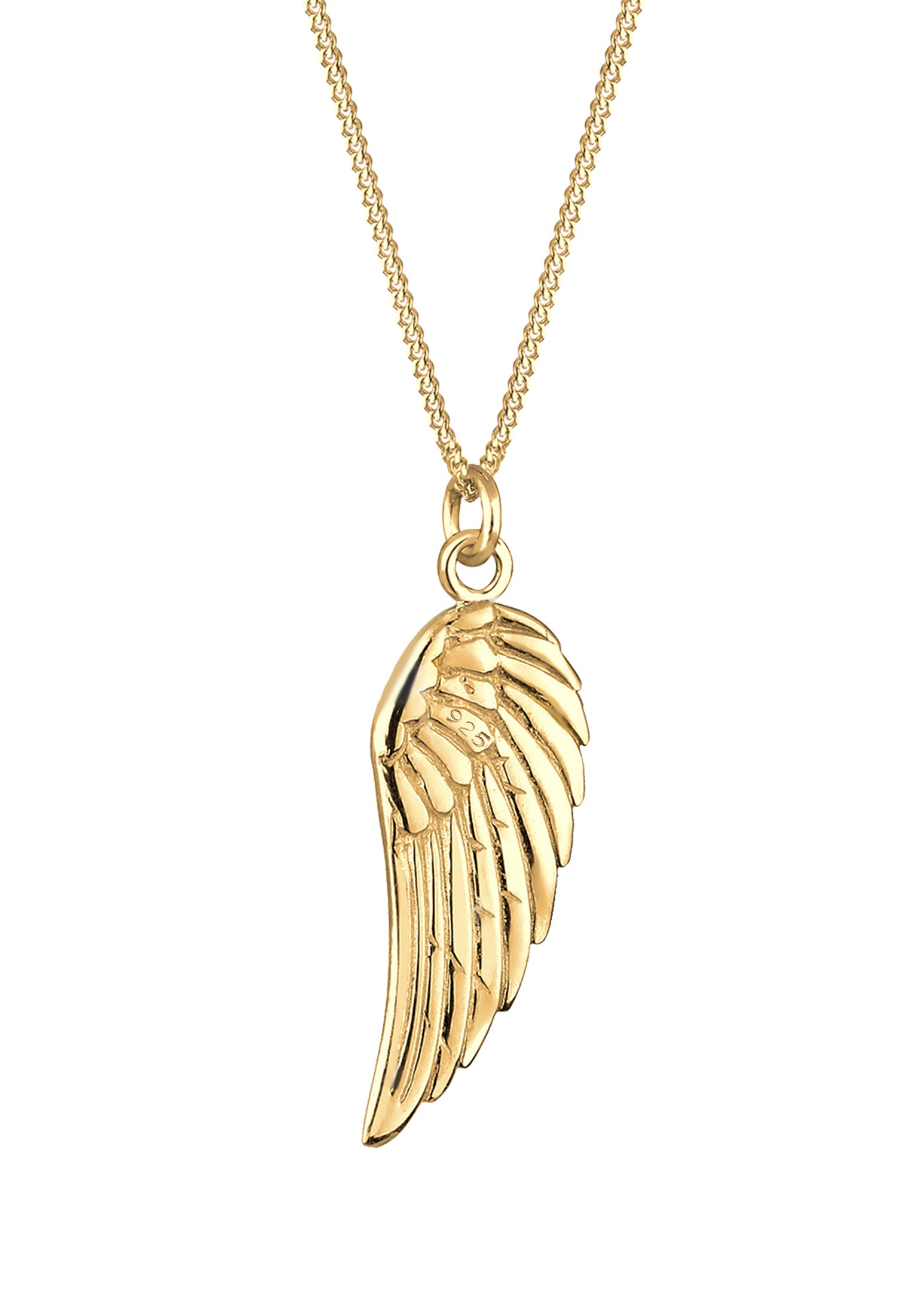 Elli Kette mit Anhänger »Halskette Panzerkette Engel Flügel Basic Boho 925 Silber«