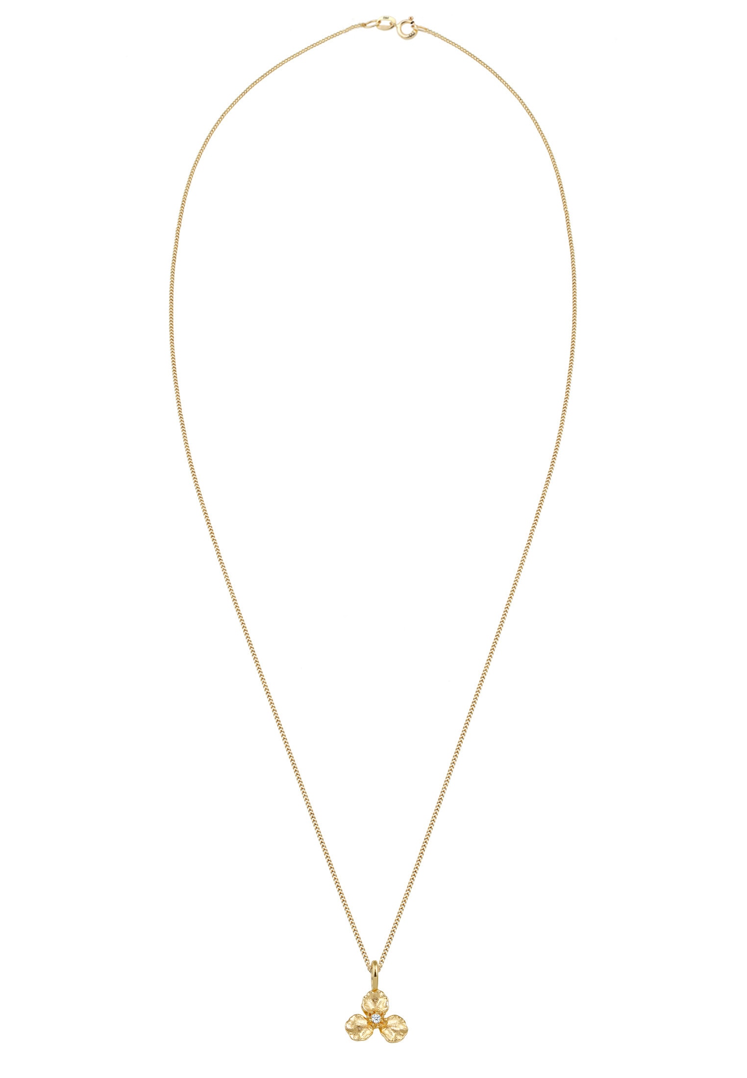 Elli DIAMONDS Silberkette »Halskette Blume Diamant Weiß Brillantschliff (0.015 ct) 585 Gelbgold«